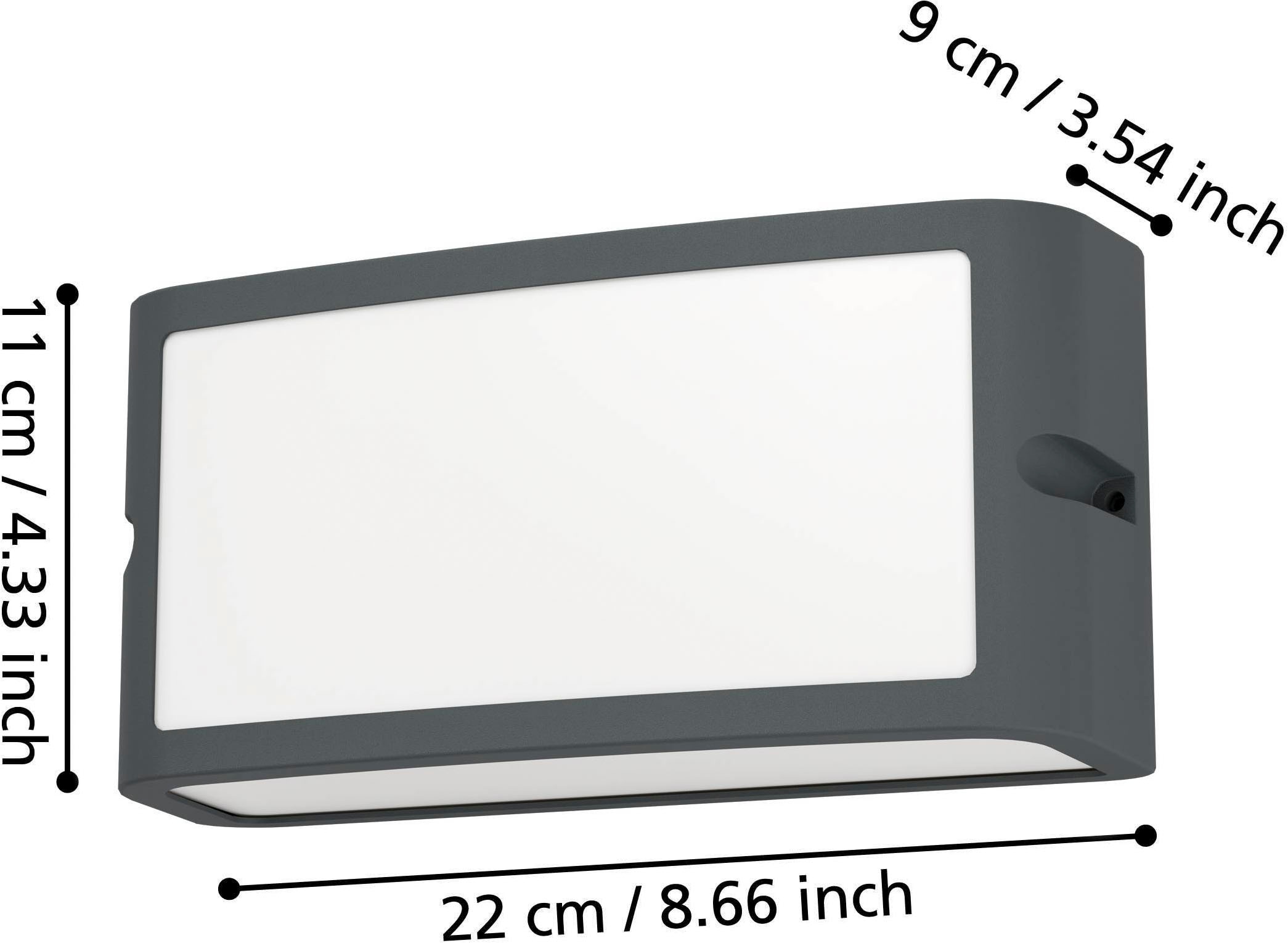 EGLO Wandleuchte »Camarda Wandlampe, rechteckige Außenleuchte, Außenwandleuchte, IP54« LED-Modul 1 Stk. Neutralweiß Wand-/Deckenleuchte - L22 x H11 x AL9 cm - anthrazit - 10,5W inkl.