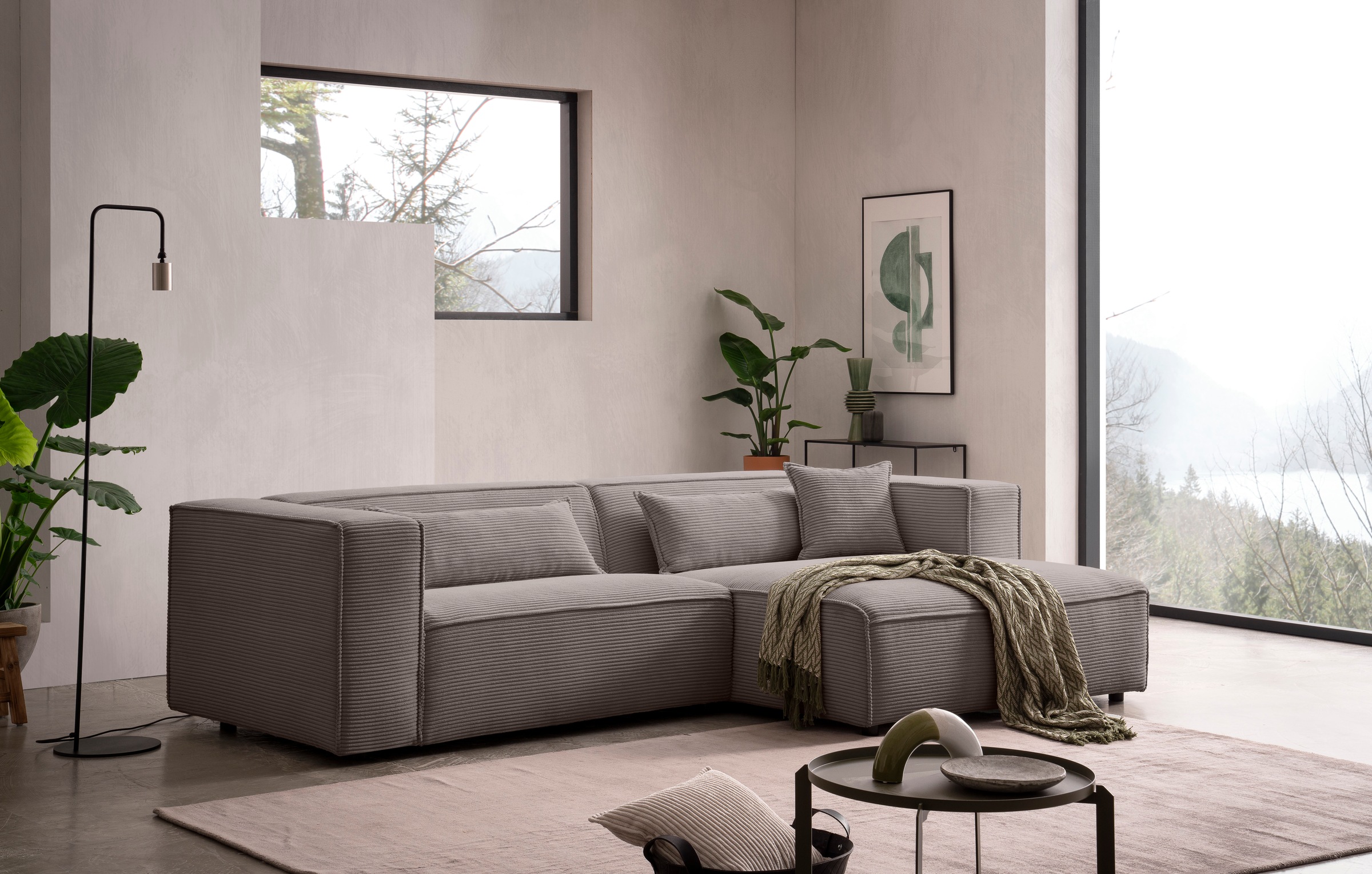 LeGer Home by Lena Gercke Ecksofa »PIARA mit Kedernaht, Cord, Leinenoptik o günstig online kaufen