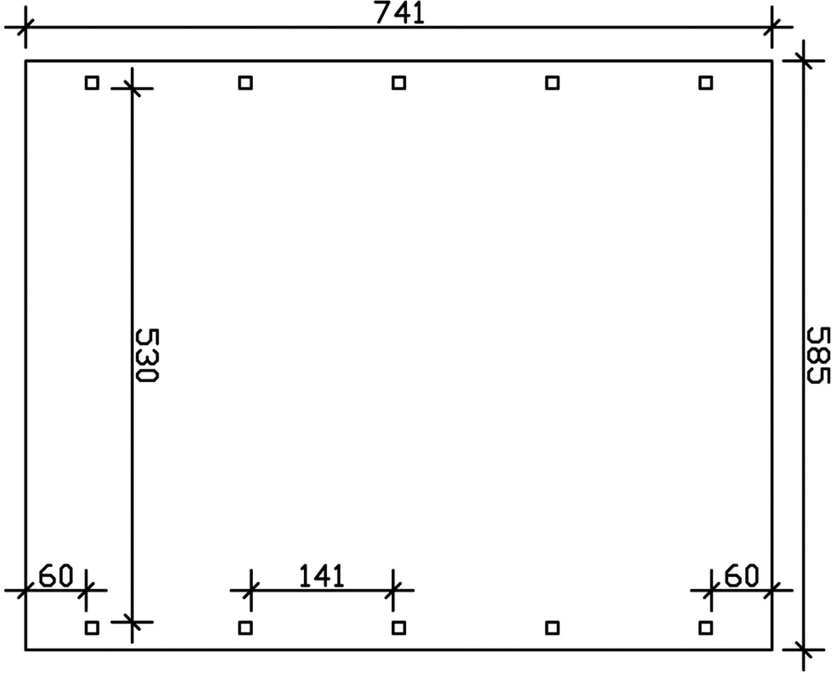 Skanholz Doppelcarport »Spreewald« Massivholz 530 cm Grün mit Aluminiumdach, rote Blende