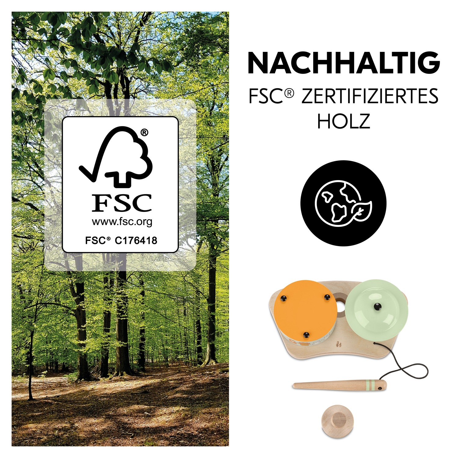 Hauck Spielzeug-Musikinstrument »Play Drums S, hauck Animals«, für Hauck Play Tray; FSC® - schützt Wald - weltweit
