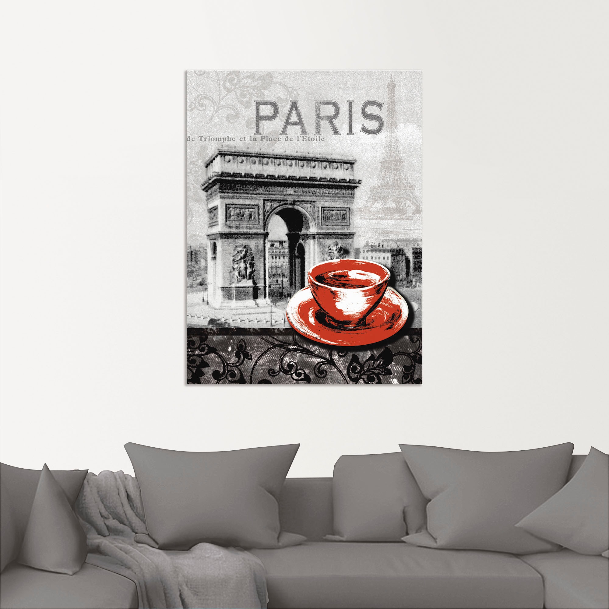 Artland Wandbild »Paris - Café au Lait - Milchkaffee«, Gebäude, (1 St.), als Alubild, Outdoorbild, Leinwandbild, Poster, Wandaufkleber