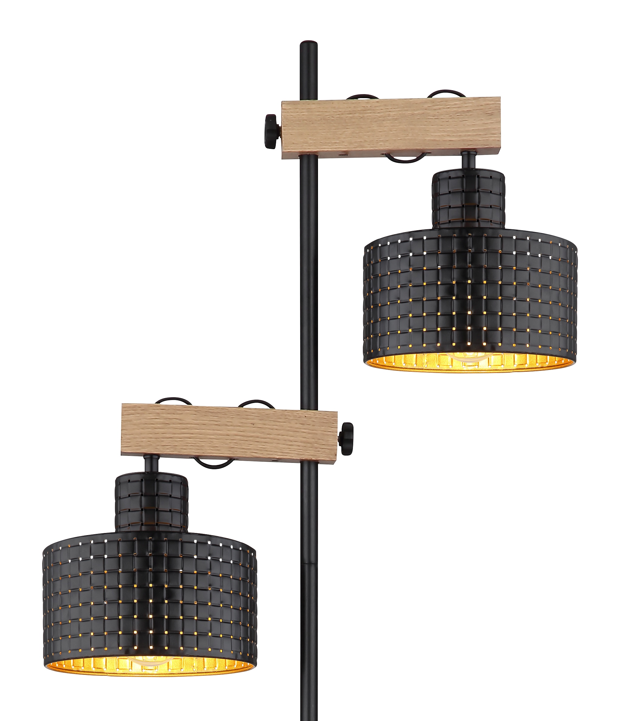 GLOBO LIGHTING Stehlampe »RIELLY«, Leuchtmittel E27 | ohne Leuchtmittel, Stehleuchte/Holz/Metall/goldfarben/höhenverstellbar