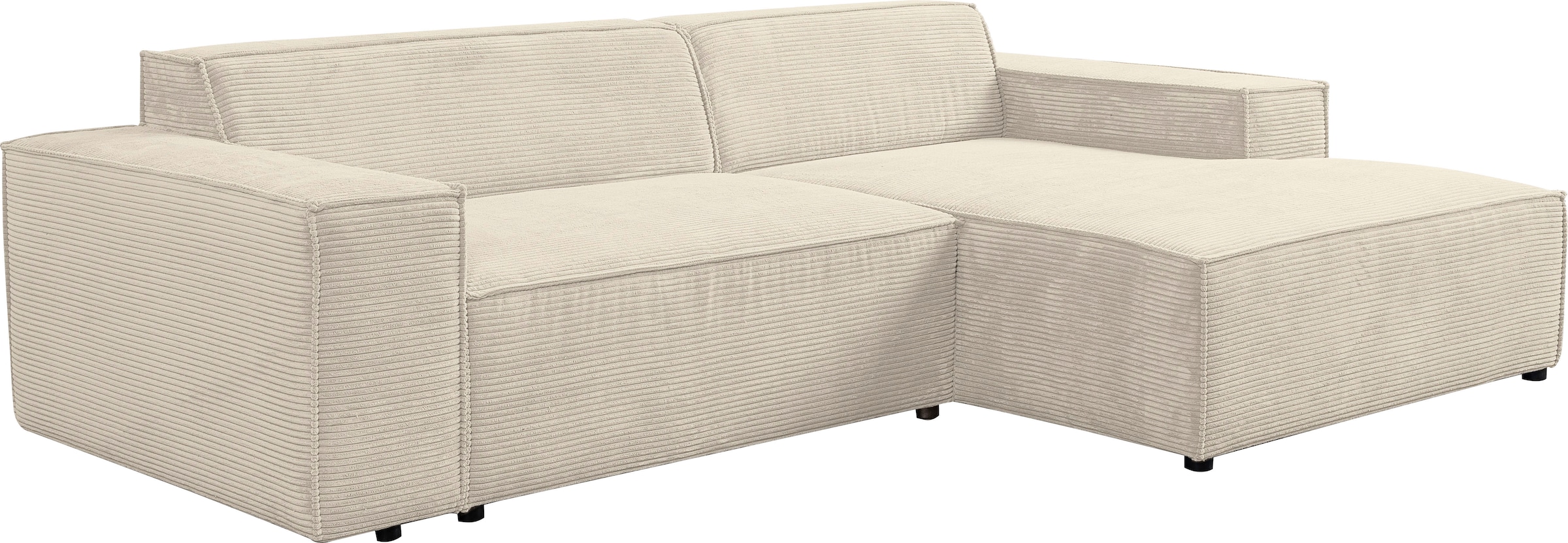 WERK2 Ecksofa »Trento 268 x 163 cm zeitlos, elegant & bequem, kubisches Design« Cord, L-Form,  extra weiche und tiefe Sitzfläche