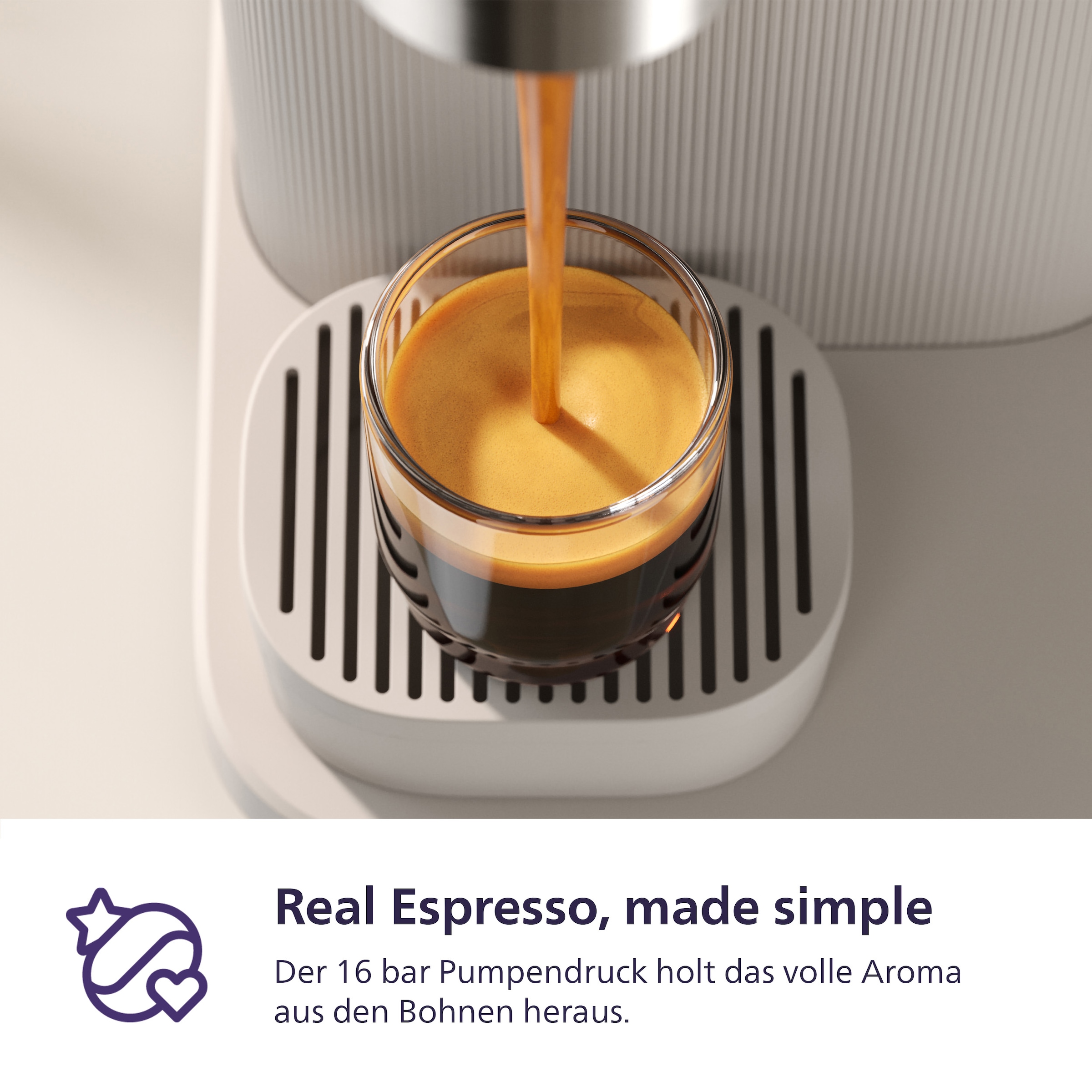 PHILIPS baristina Espressomaschine »BAR300/03 mit Mahlwerk für ganze Bohnen« 16 bar Pumpendruck, Naturweiß​/Mangogelb