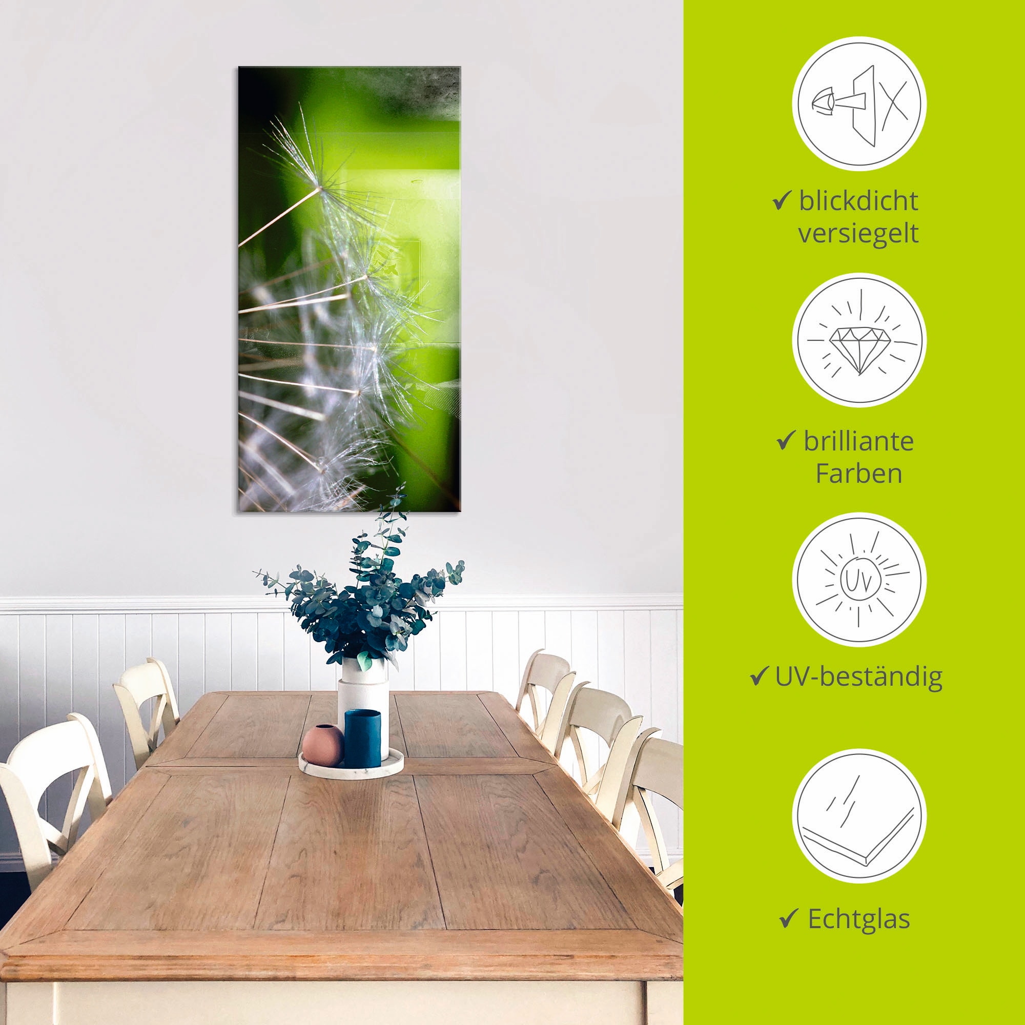 Artland Glasbild »Pusteblumesamen«, Blumen, (1 St.), in verschiedenen Größen