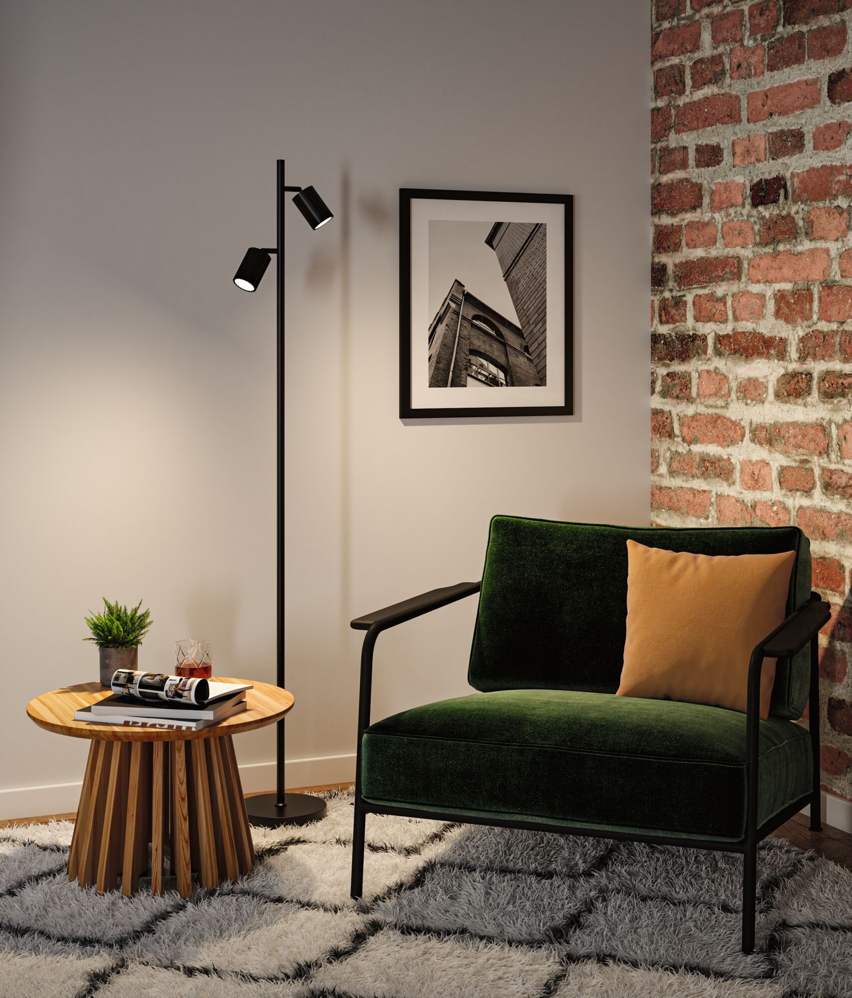 Paulmann Stehlampe »Lirena max 2x7W GU10 Schwarz  230V Metall« GU10 2 Stk. markante Lamellenstruktur