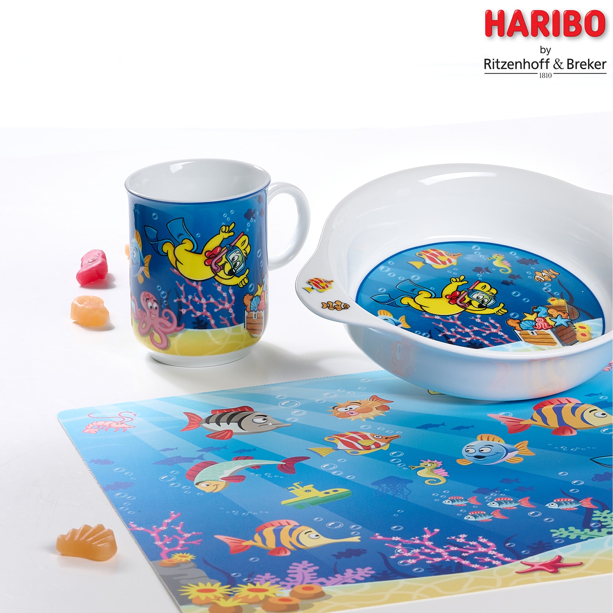 Ritzenhoff & Breker Platzset »HARIBO Seaworld, 4-teilig, 45 x 30 cm«, (Set, 4 St.), rutschfest und abwischbar