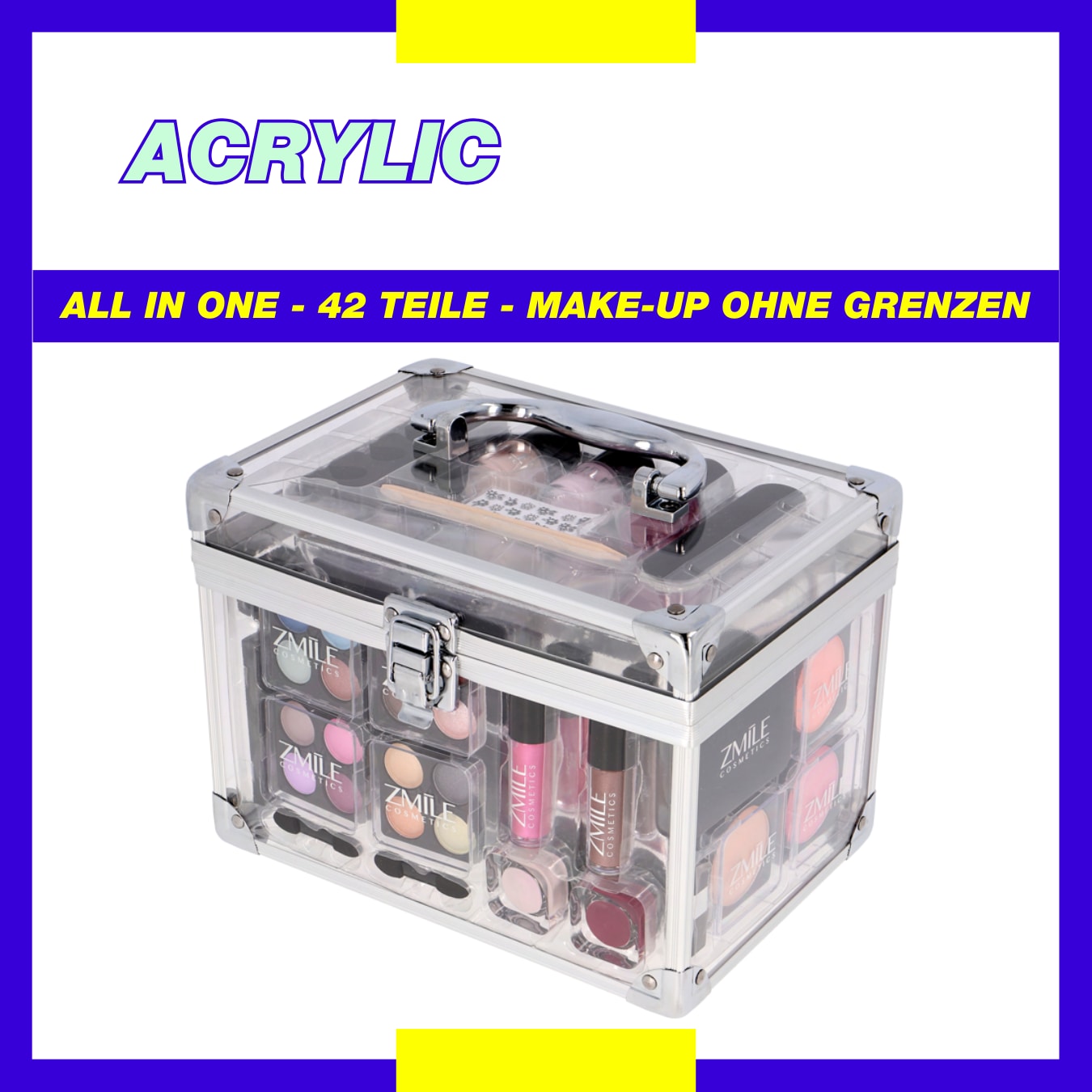 ZMILE COSMETICS Kosmetik-Koffer »Acrylic«, (42 tlg.), vegane Kosmetik
