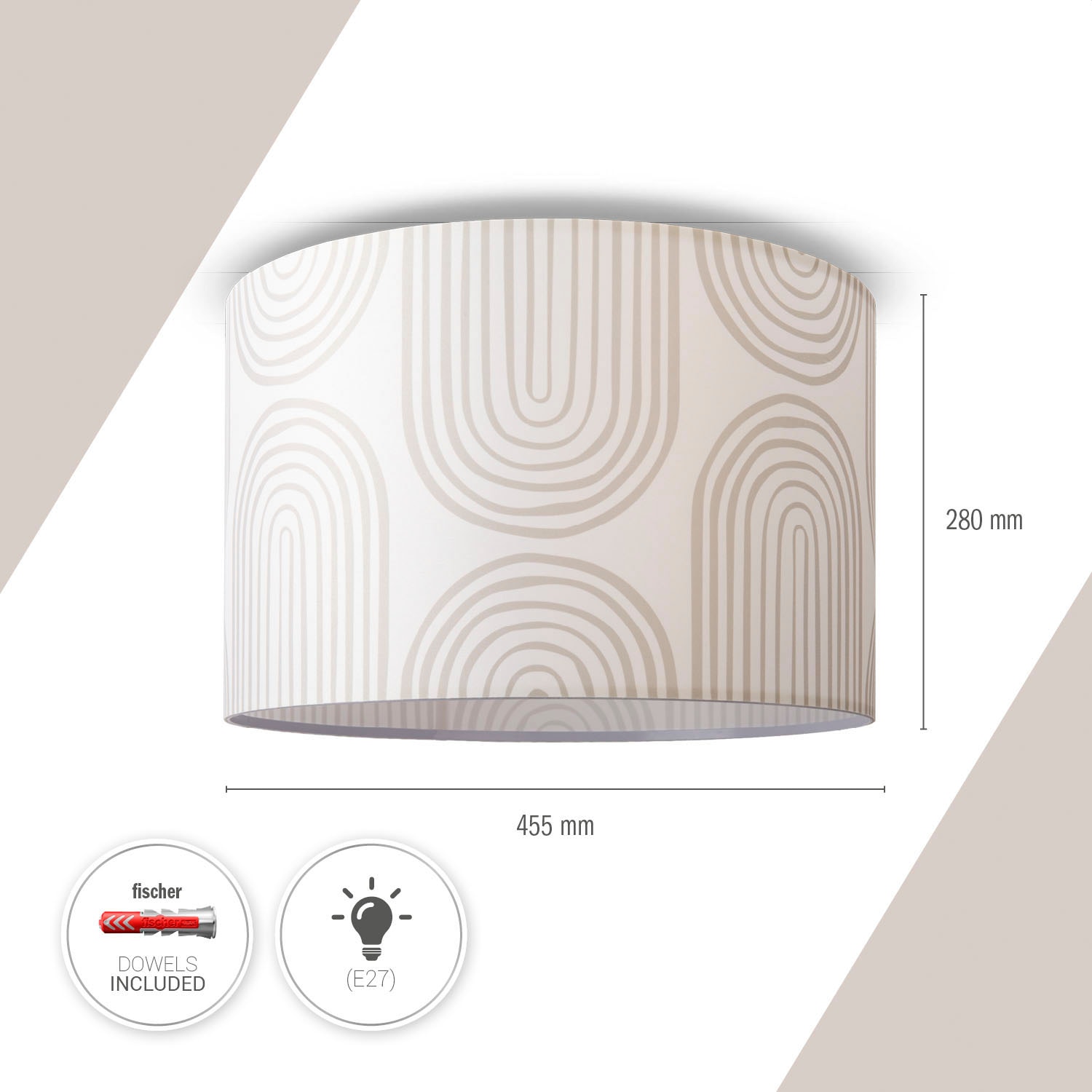 Paco Home Deckenleuchte »Hugo Pillar«, Leuchtmittel E27 | ohne Leuchtmittel, Deckenleuchte Mit Lampenschirm Esstisch Schirmlampe Decke Abstrakt