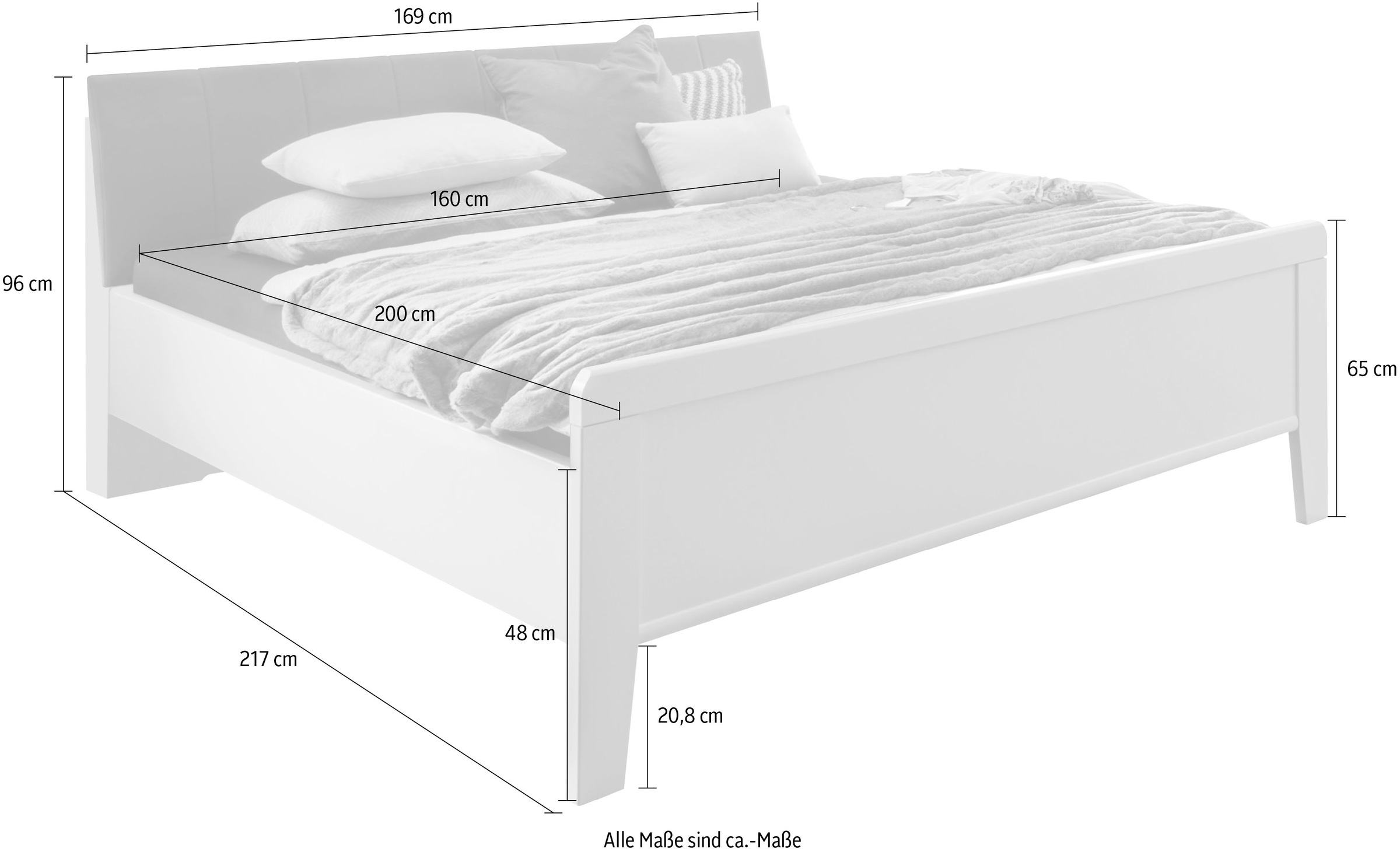 4. Bild von WIEMANN Bett »Bern«, mit Stollenfüße und Polsterkopfteil