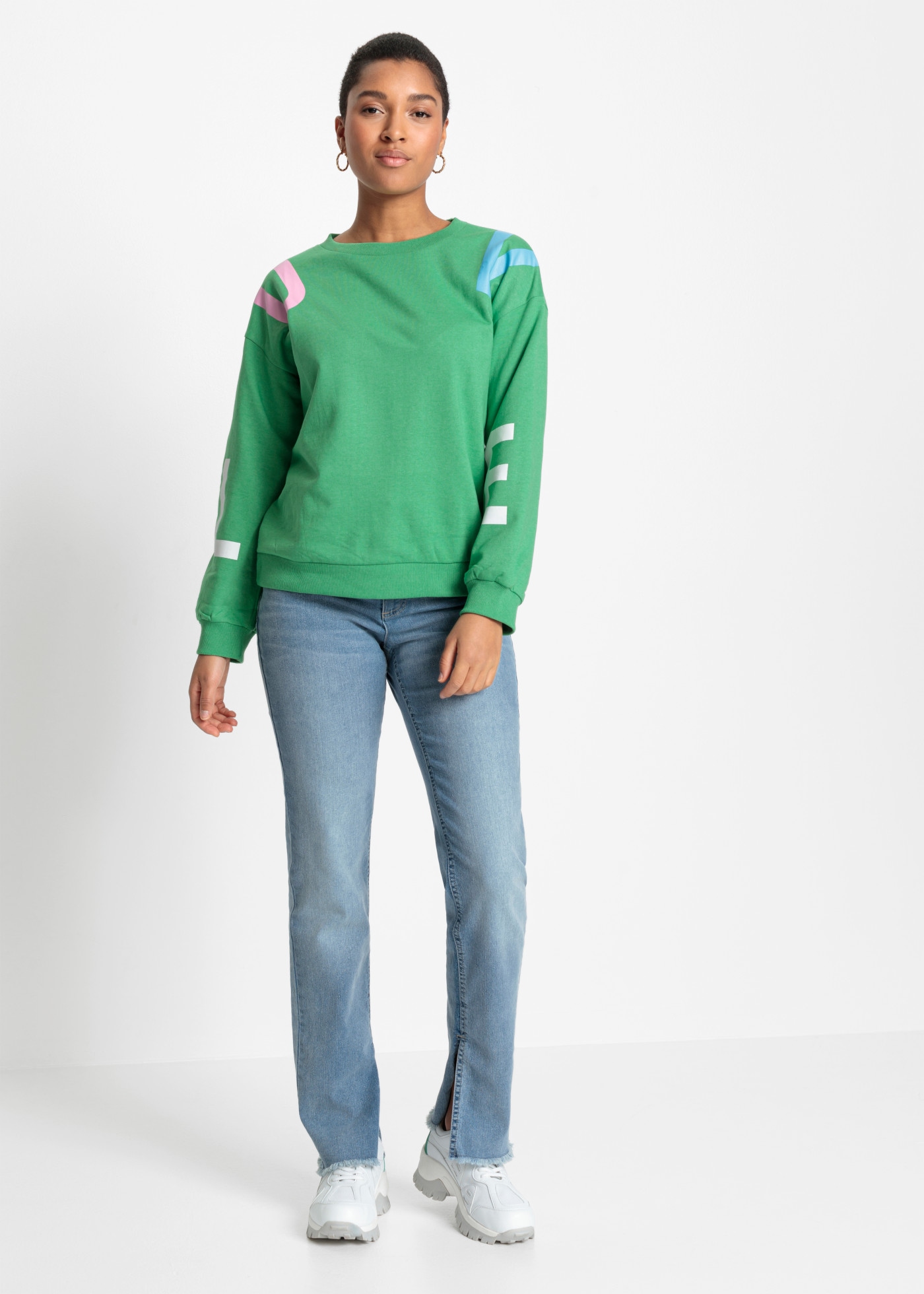 bonprix Sweatshirt , lässiger Schnitt, Oversized-Look, Schriftzug-Design
