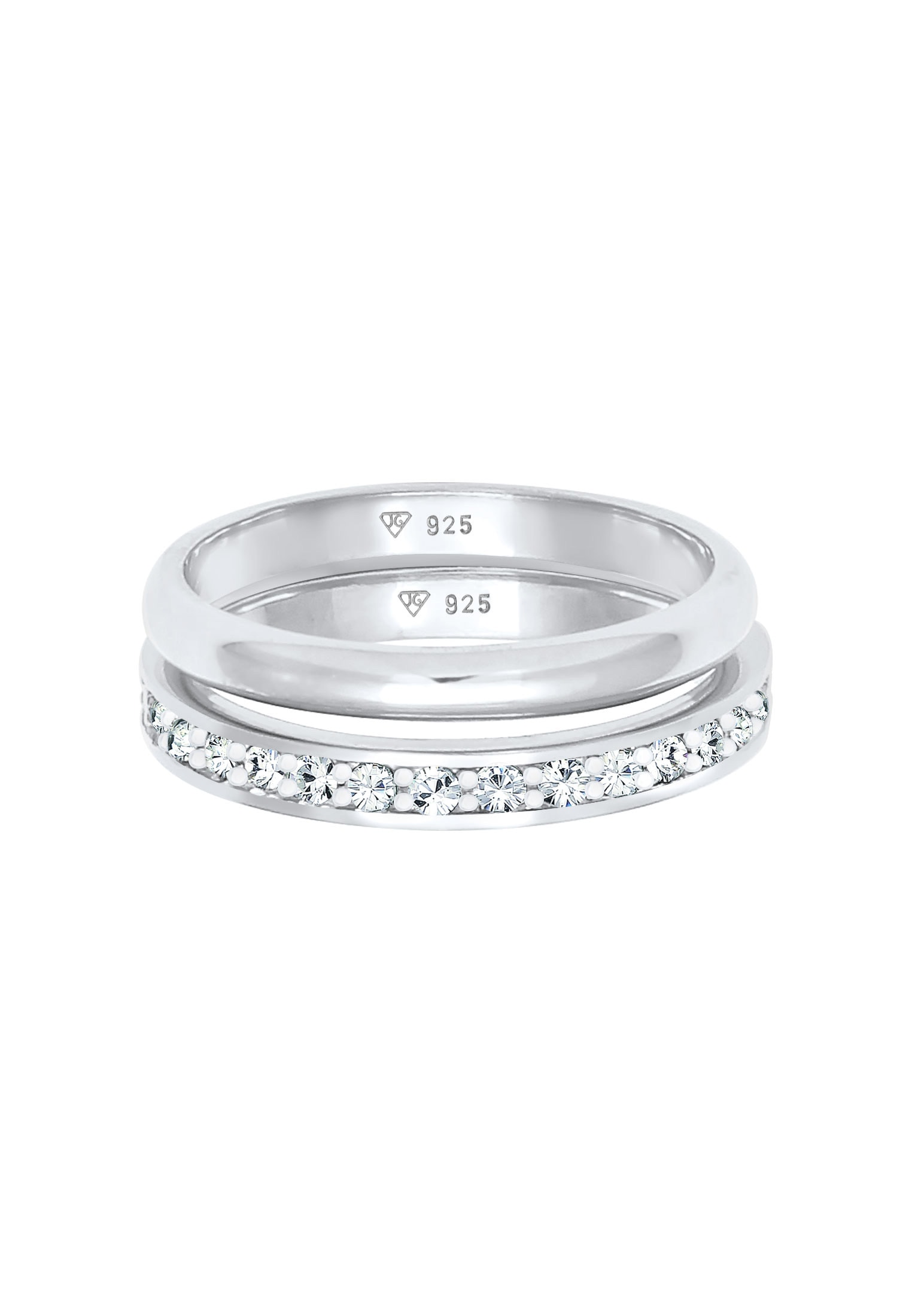 Elli Solitärring »Kristalle Memoire Bandring Basic (2 tlg.) 925 Sterling Silber«