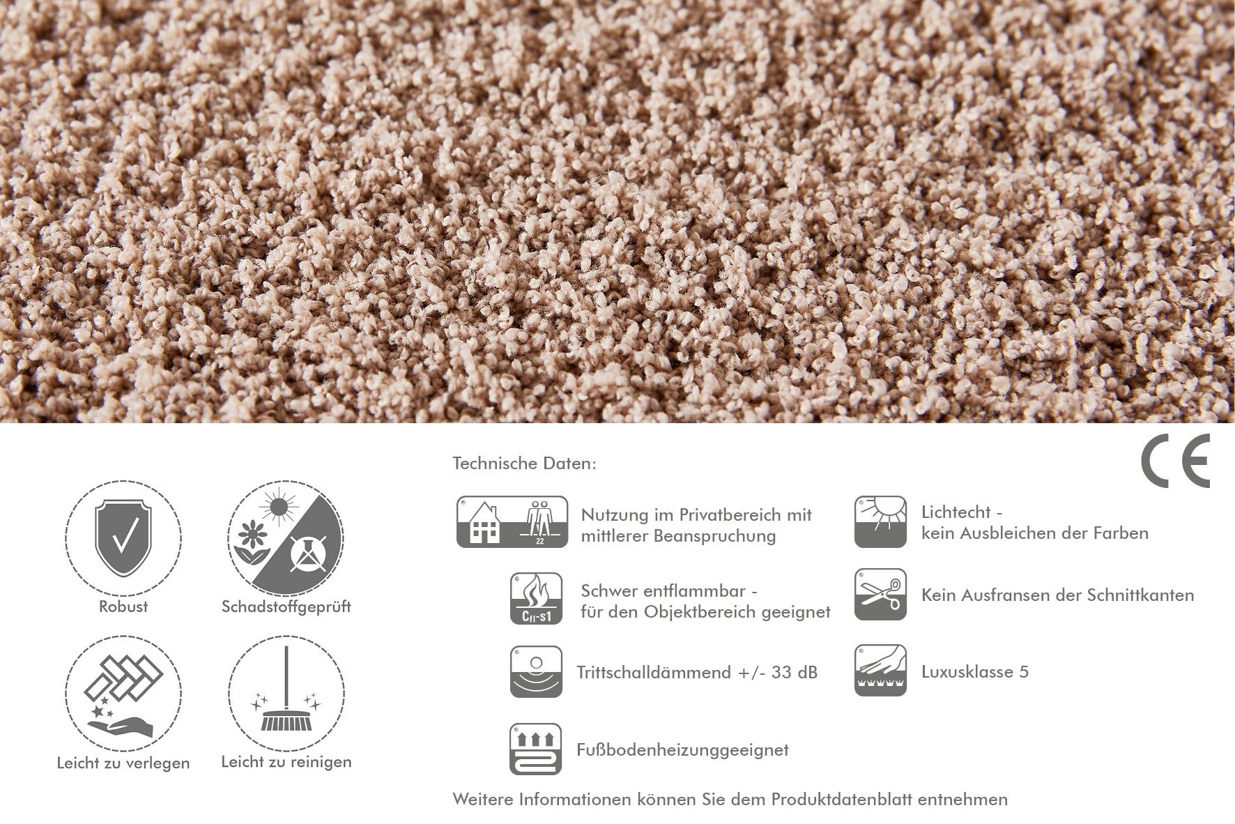 3. Bild von Andiamo Teppichboden »Coupon Softness«, rechteckig, Uni Farben, Breite 400 cm, besonders weich, Wohnzimmer, Schlafzimmer