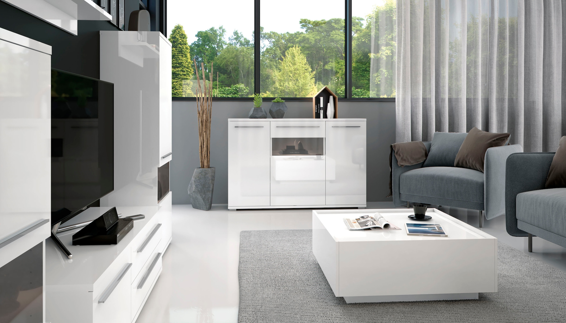 Places of Style Kommode »Piano«, Hochglanz UV lackiert, Soft-Close Funktion