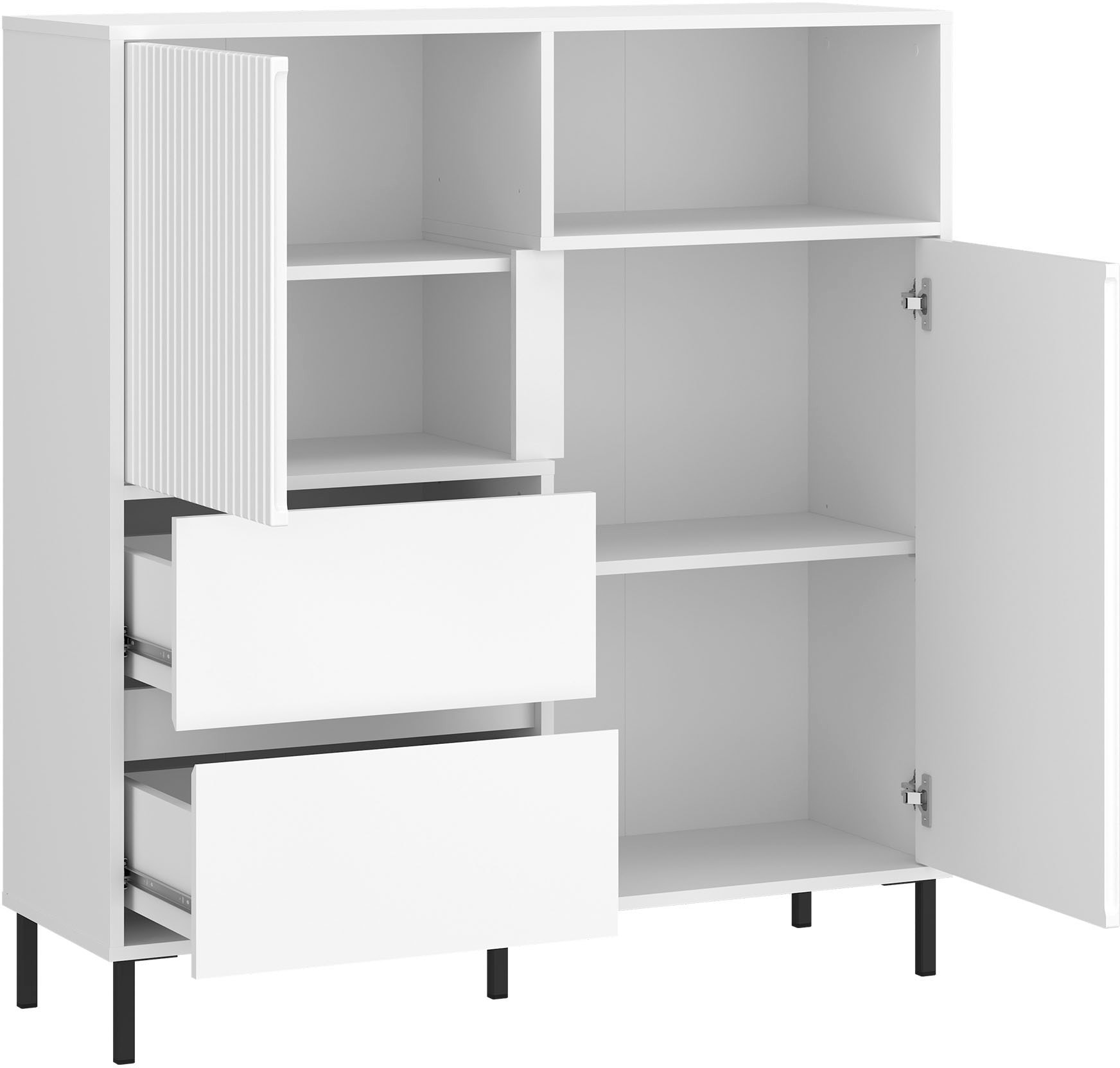 Home affaire Highboard »AVENALE« Highboard mit Metallfüßen, Höhe 105 cm, Soft Close, Fronten geriffelt