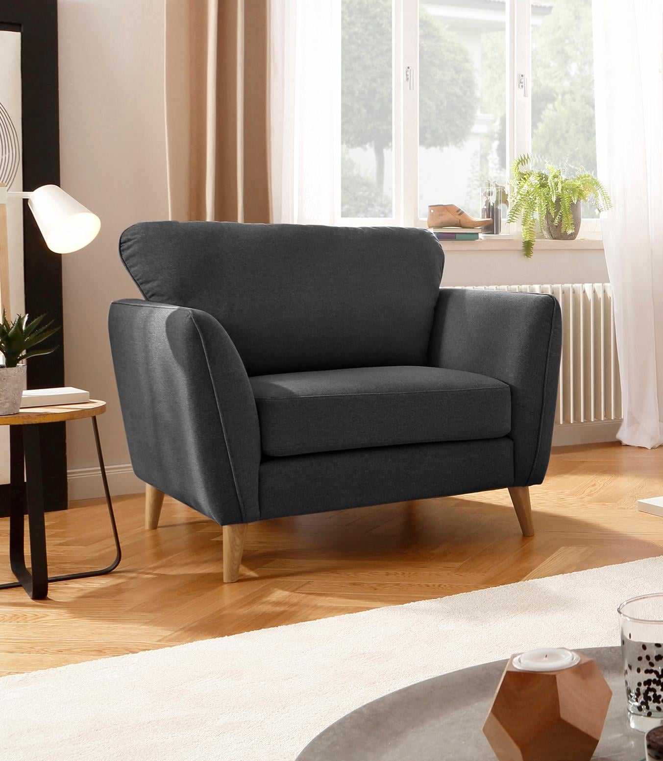 Home affaire Sessel »MARSEILLE«, Massivholzbeine Eiche, Landhausstil, Wellenunterfederung