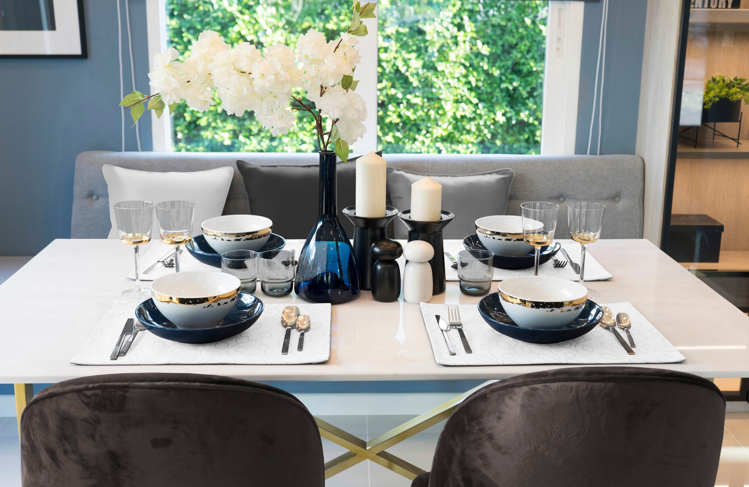 Wirth Platzset »Westport«, (2 St.), Made in Germany, Jacquard Dekostoff, Blatt-Design, Pflegeleicht