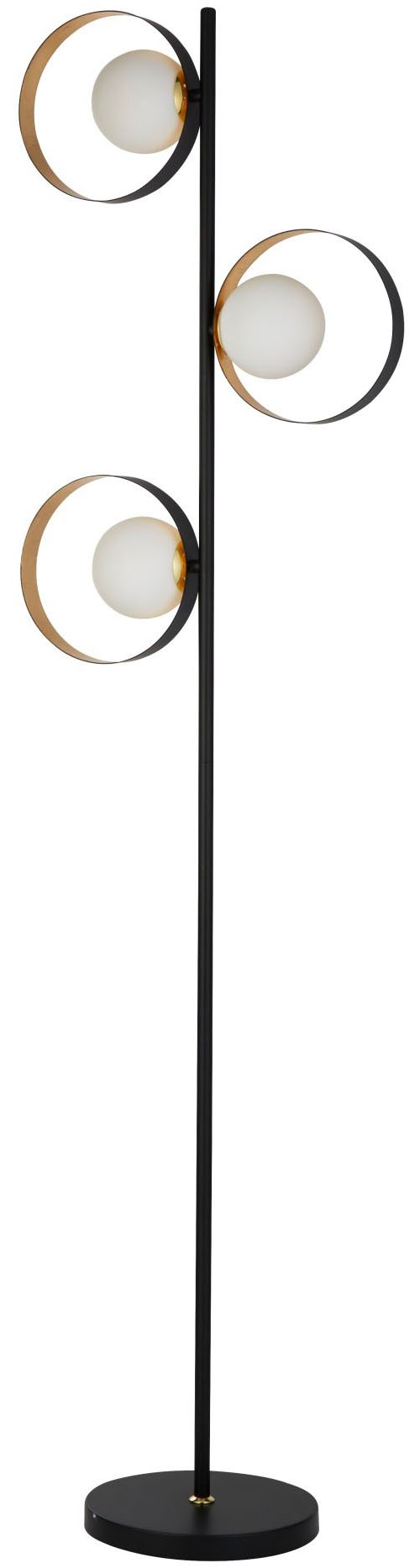 Searchlight Stehlampe »Orbital Floor Lamp - Black Metal, Gold Leaf & Opal Glass« G9 1 Stk.