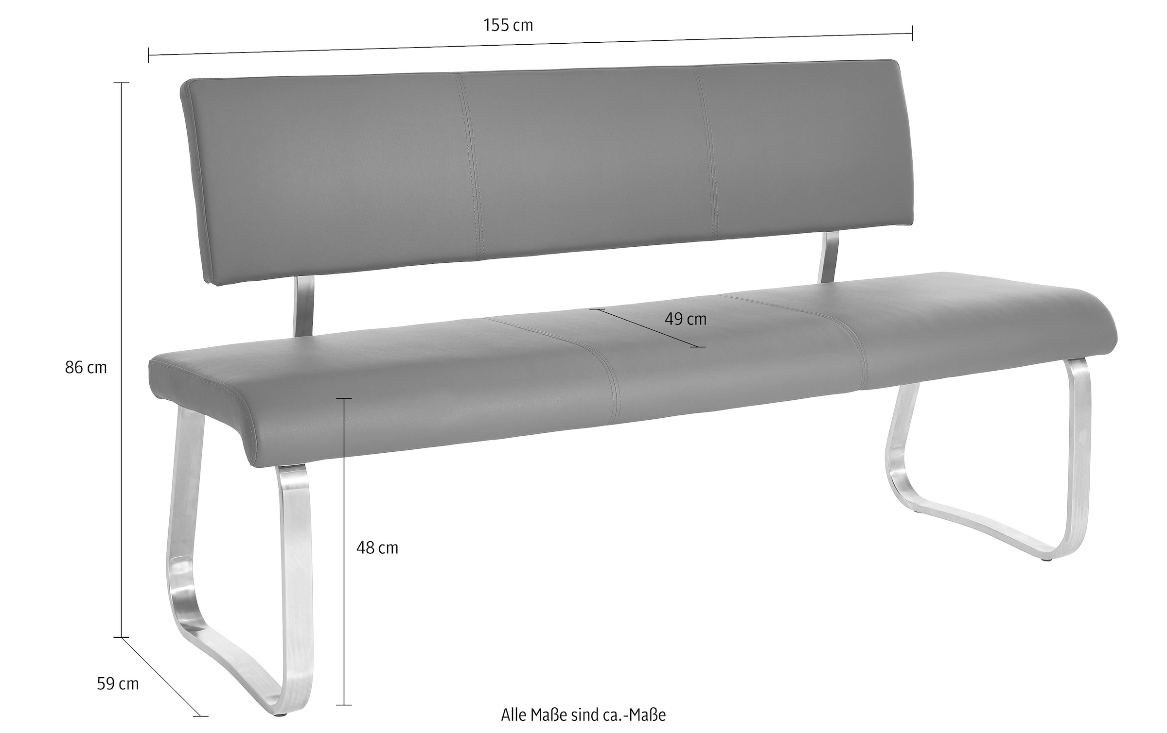 MCA furniture Polsterbank »Arco«, belastbar bis 280 Kg, Echtleder, in verschiedenen Breiten