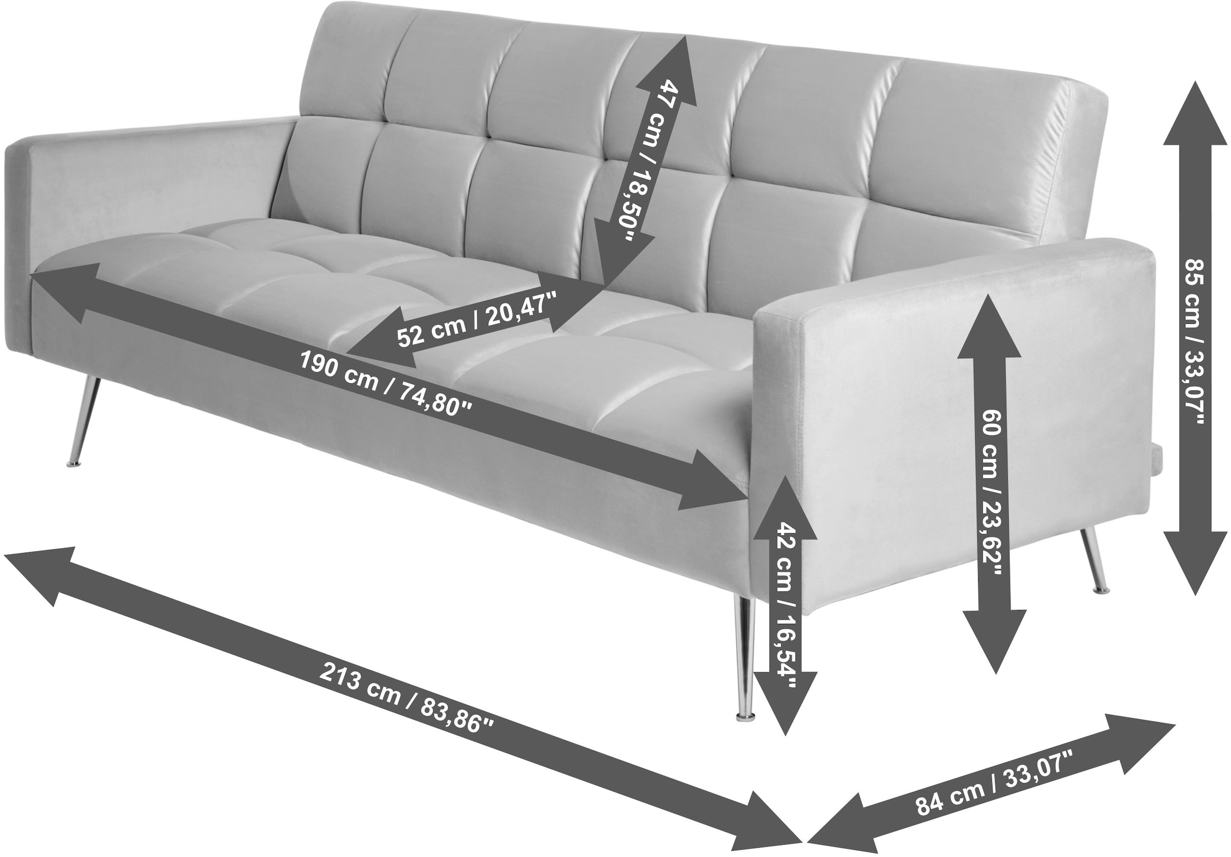 Jahnke Schlafsofa »CHILLAX POSH« mit Schlaffunktion, edler Samtstoff & Füße im Gold-Look, Breite 213 cm