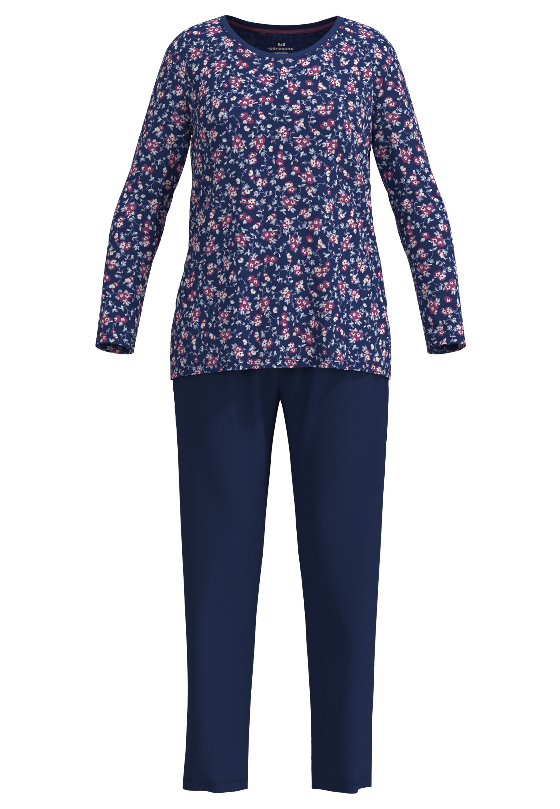 GÖTZBURG Pyjama Langarm, Rundhalsausschnitt, mit Motiv, Baumwolle