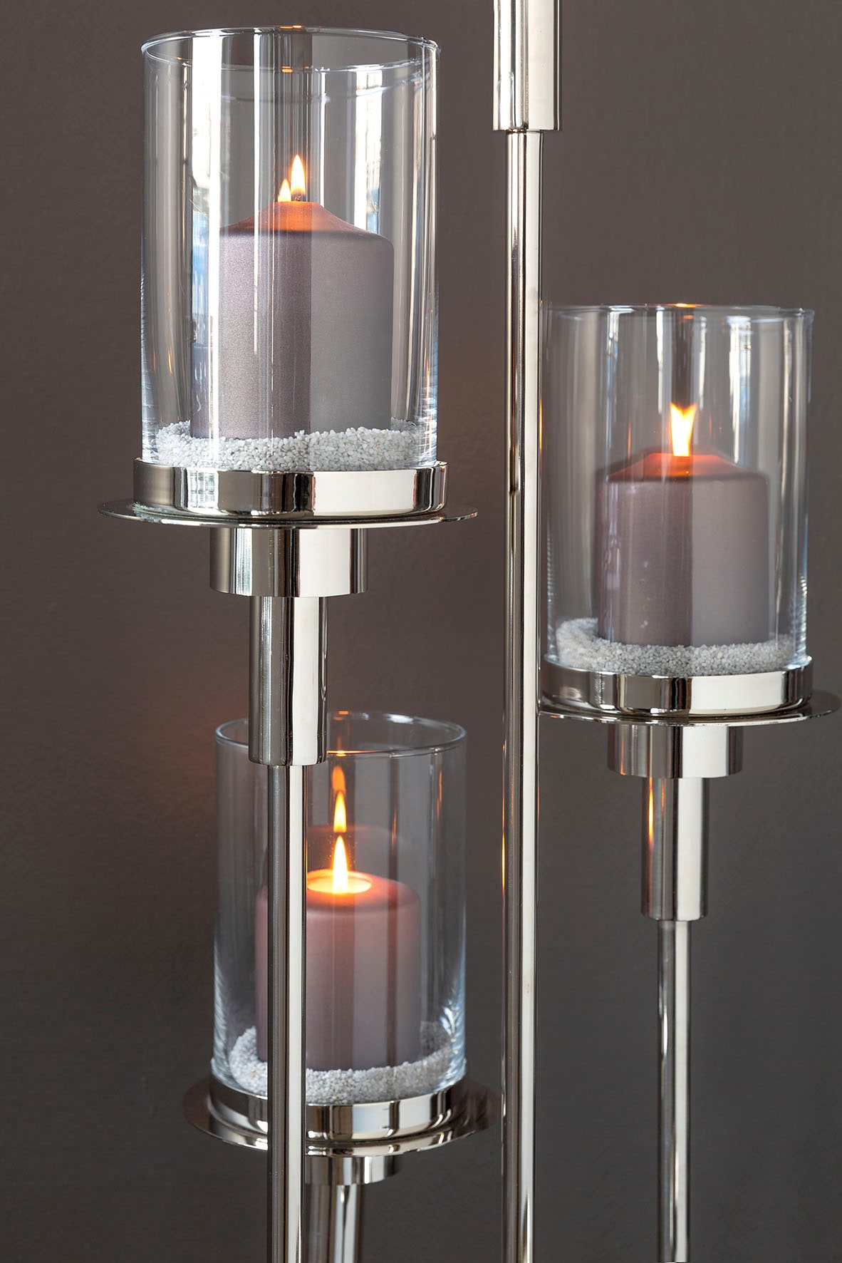 Fink Standkerzenhalter »LONDRA, 5-flammig«, (1 St.), Kerzenhalter aus Edelstahl und Glas, Höhe ca. 155 cm