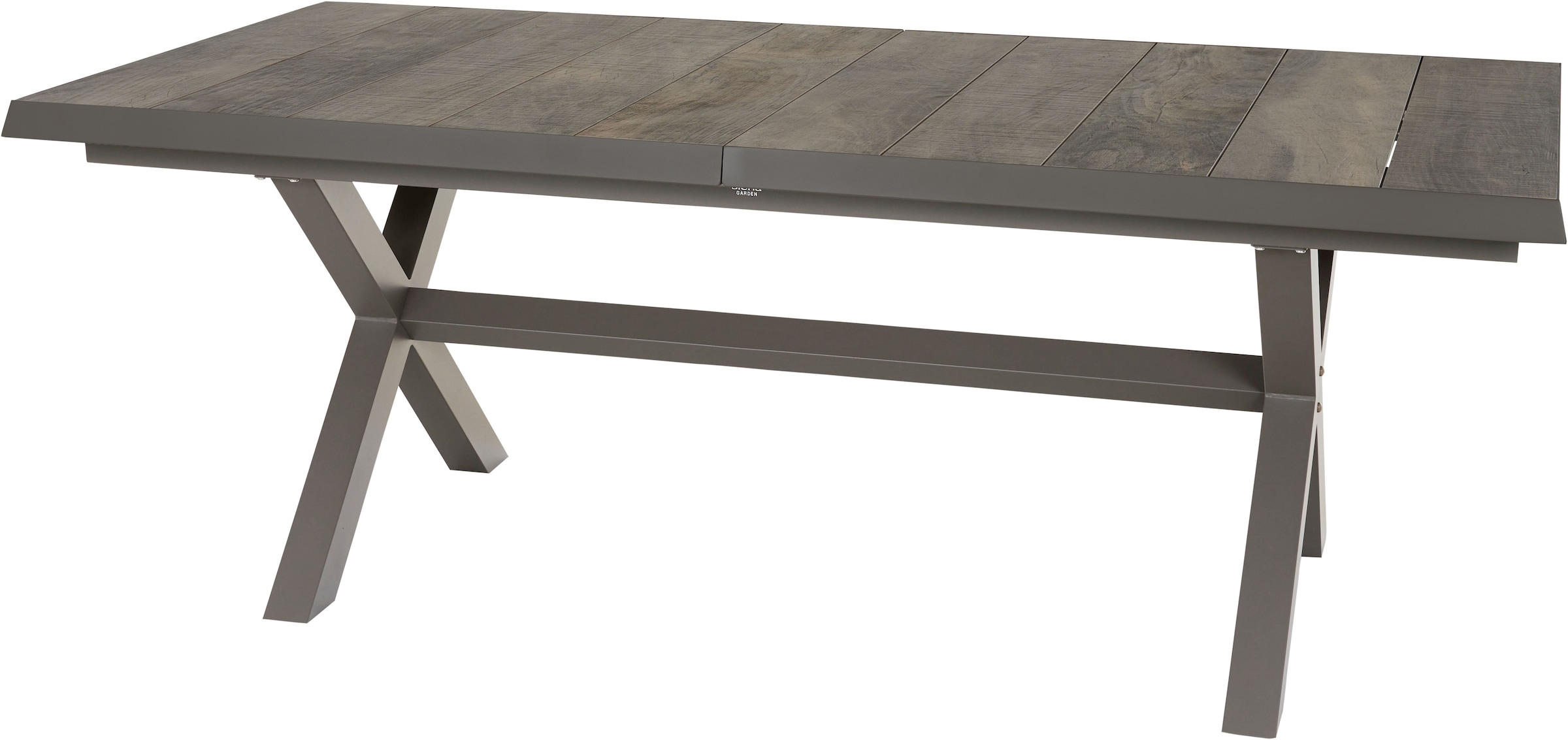 Siena Garden Gartentisch »»Sincro« Ausziehtisch 200-260x100cm mit Keramikleisten«, einfacher Synchronauszug