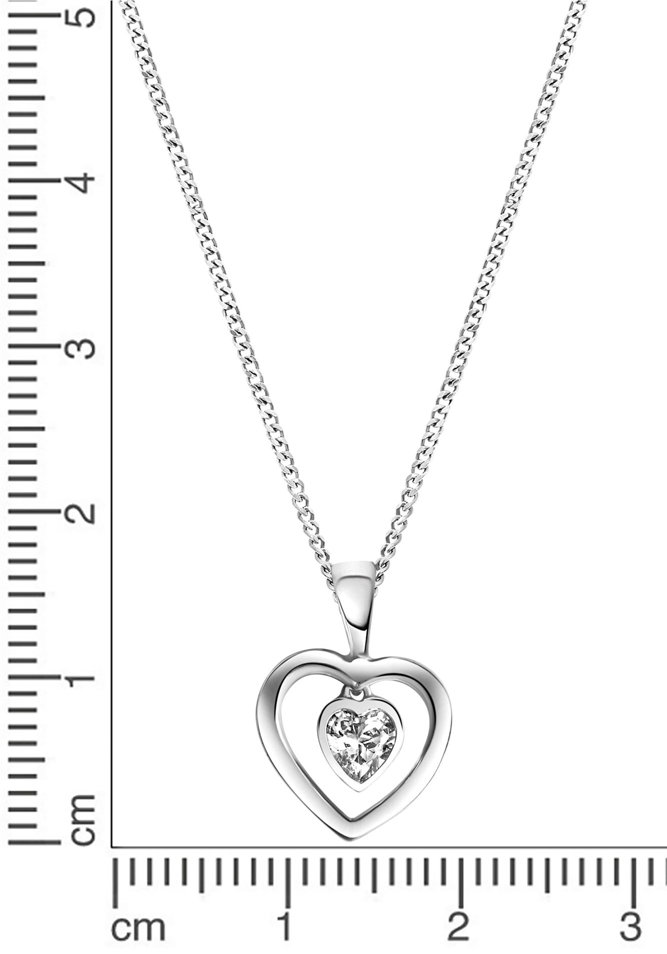 Firetti Kette mit Anhänger »Schmuck Geschenk Silber 925 Halsschmuck Halskette Panzerkette Herz«, mit Zirkonia (synth.)