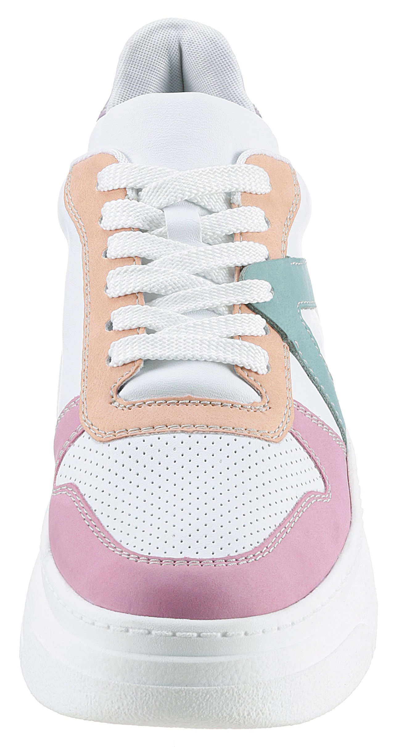 Rieker Plateausneaker, mit pastellfarbenen Kontrasten, Freizeitschuh, Halbschuh, Schnürschuh