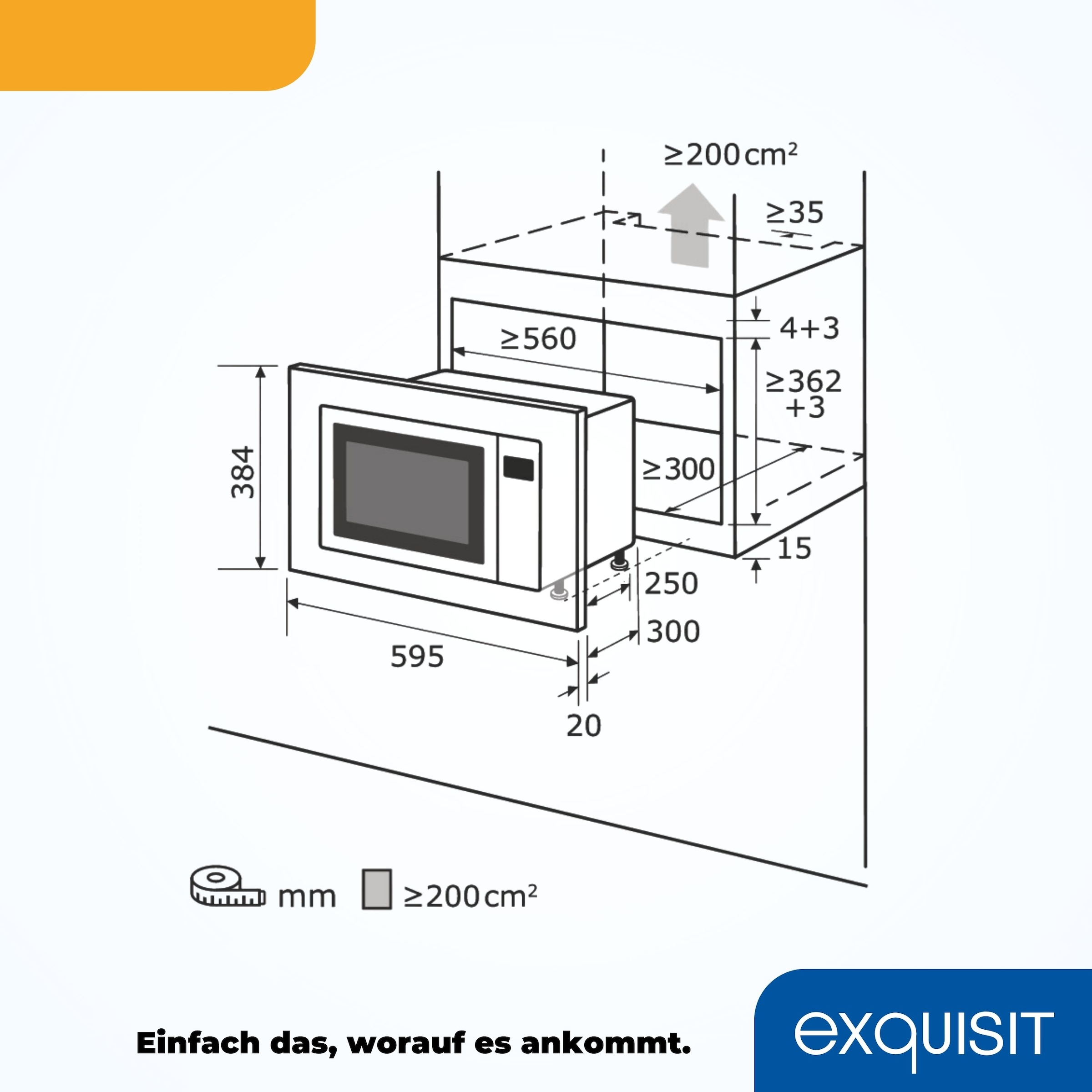 exquisit Einbau-Mikrowelle »EMW 19-7 G« 1200 W Schonend Auftauen,schnell Aufwärmen, Grillen-einfach per Knopfdruck