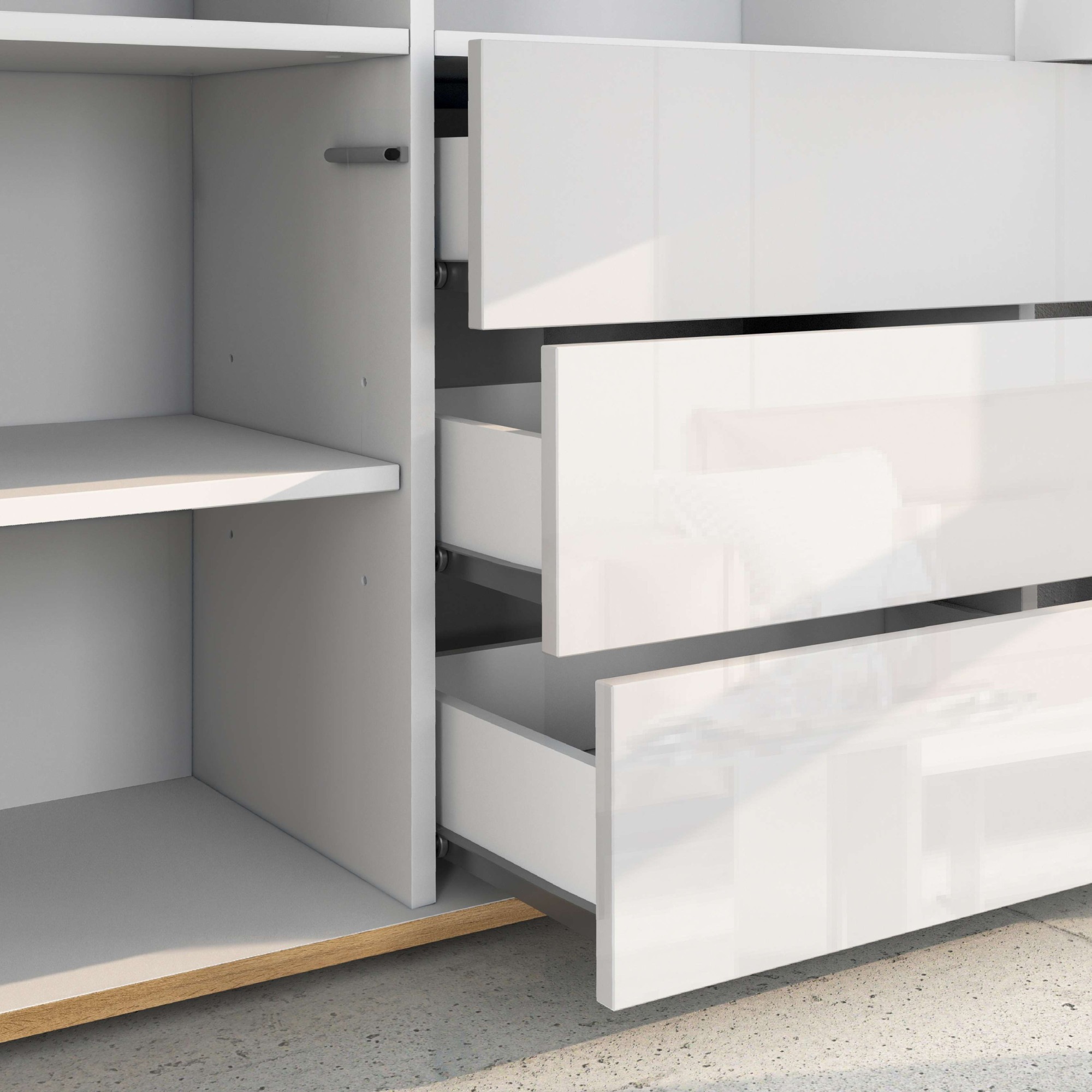 INOSIGN Highboard »GARDA Highboard, Kommode, Schrank, Grifflos mit Push to Open«, (1 St.), 3 Türen, 3 Schubladen, grifflos Breite 102 cm