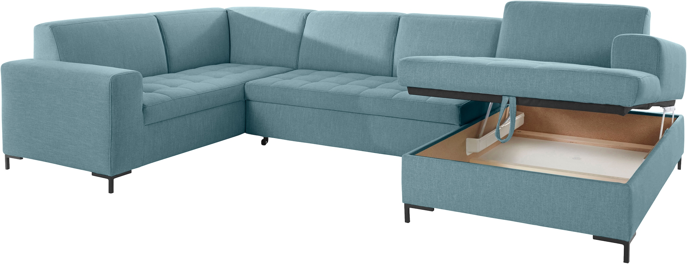 OTTO products Wohnlandschaft »Grazzo U-Form«, hochwertige Stoffe aus recyceltem Material, Steppung im Sitzbereich