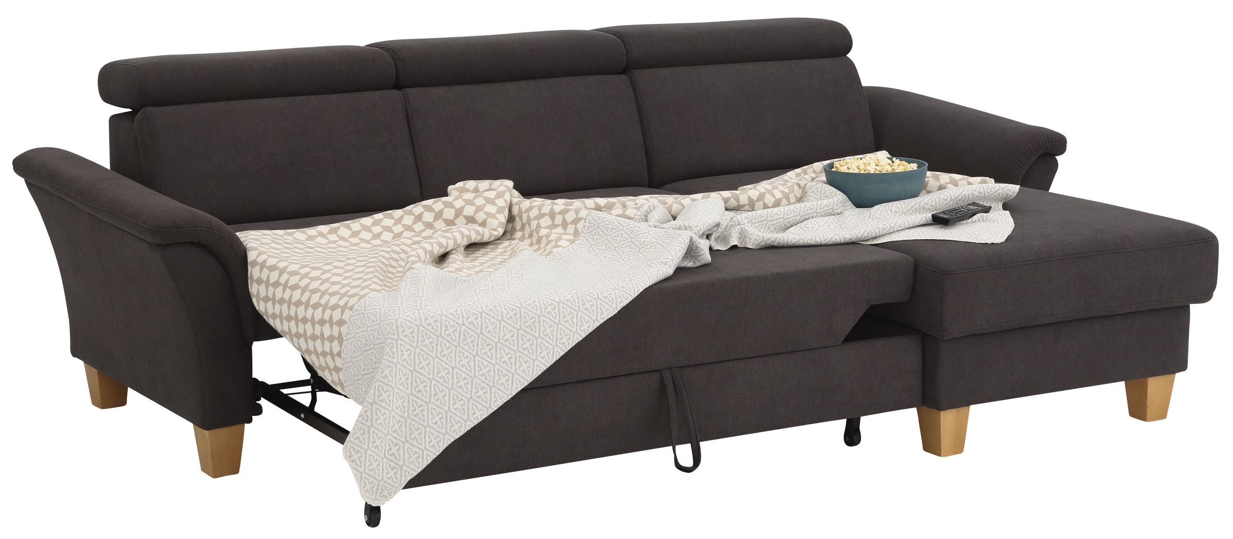 Home affaire Ecksofa »Conville L-Form«, Federkern, wahlweise mit Bettfunktion und Bettkasten bzw. Stauraum