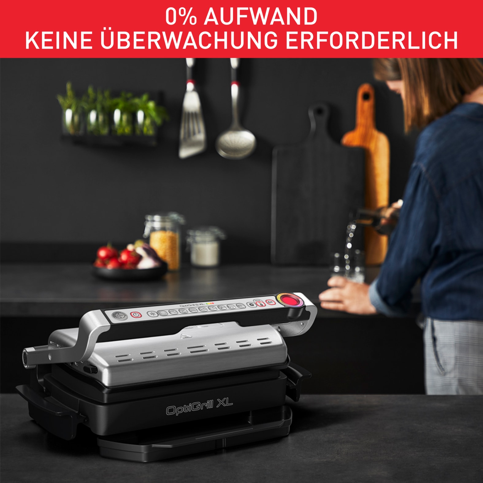 Tefal Kontaktgrill »OptiGrill+ XL inkl. Backschale, manueller Modus mit 4 Temperaturen«, 2000 W, 9 automatische Kochprogramme, spülmaschinengeeignete Platten, GC724D
