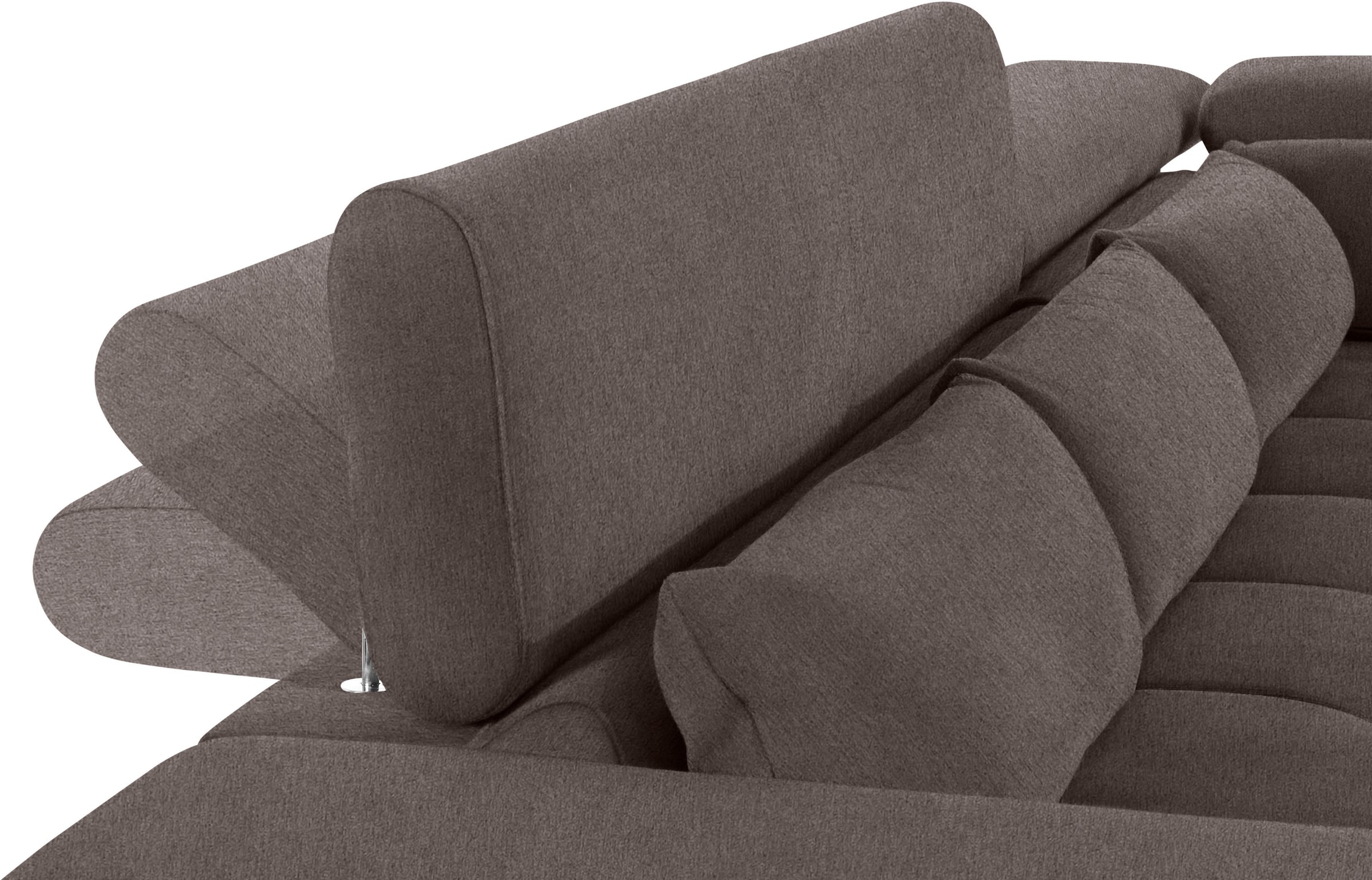 COTTA Ecksofa »Orion L-Form«, mit Kopfteilverstellung & 5 Nierenkissen