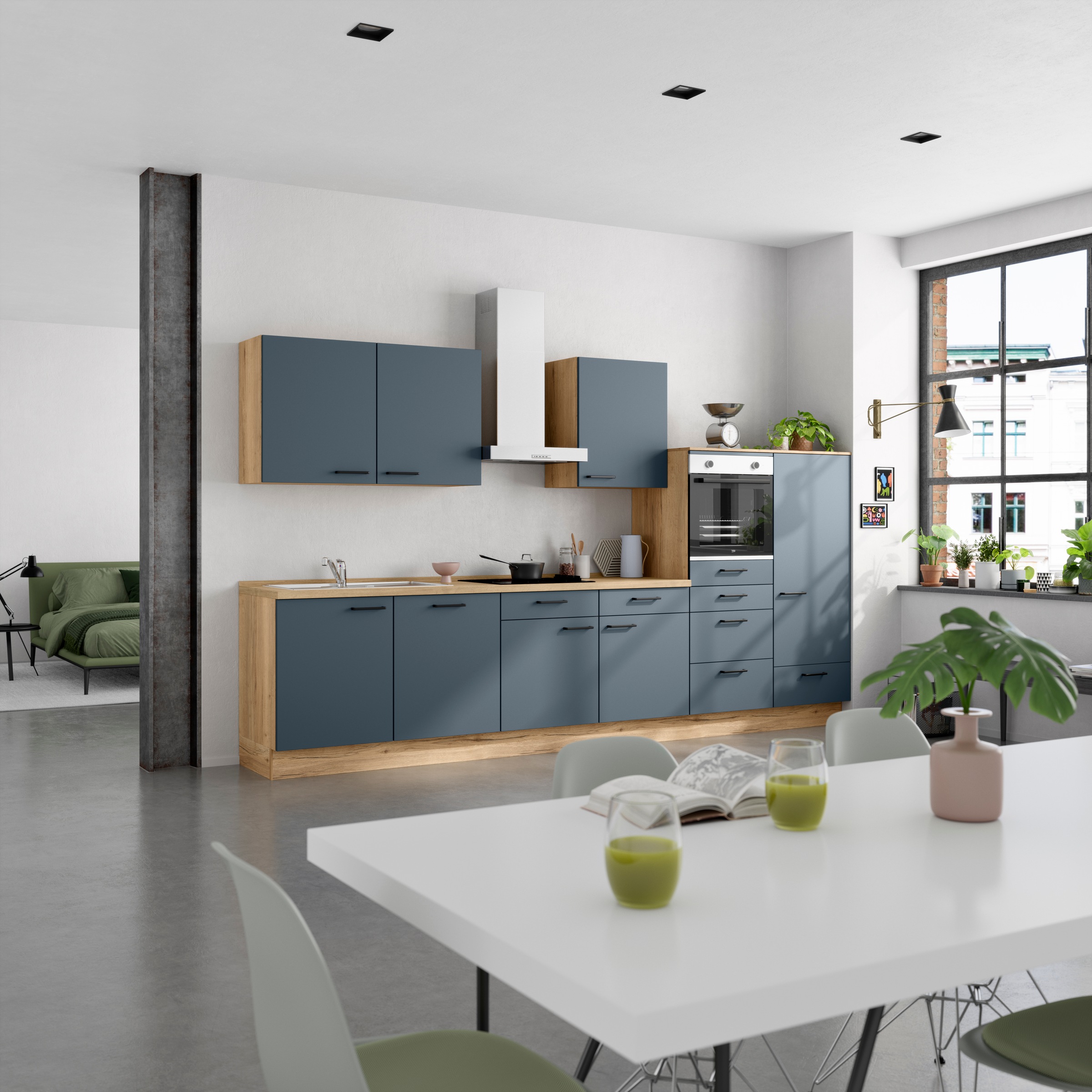 nobilia® Küchenzeile »"Easytouch I"«, vormontiert, Ausrichtung wählbar, Breite 360 cm, wahlw. mit E-Geräten