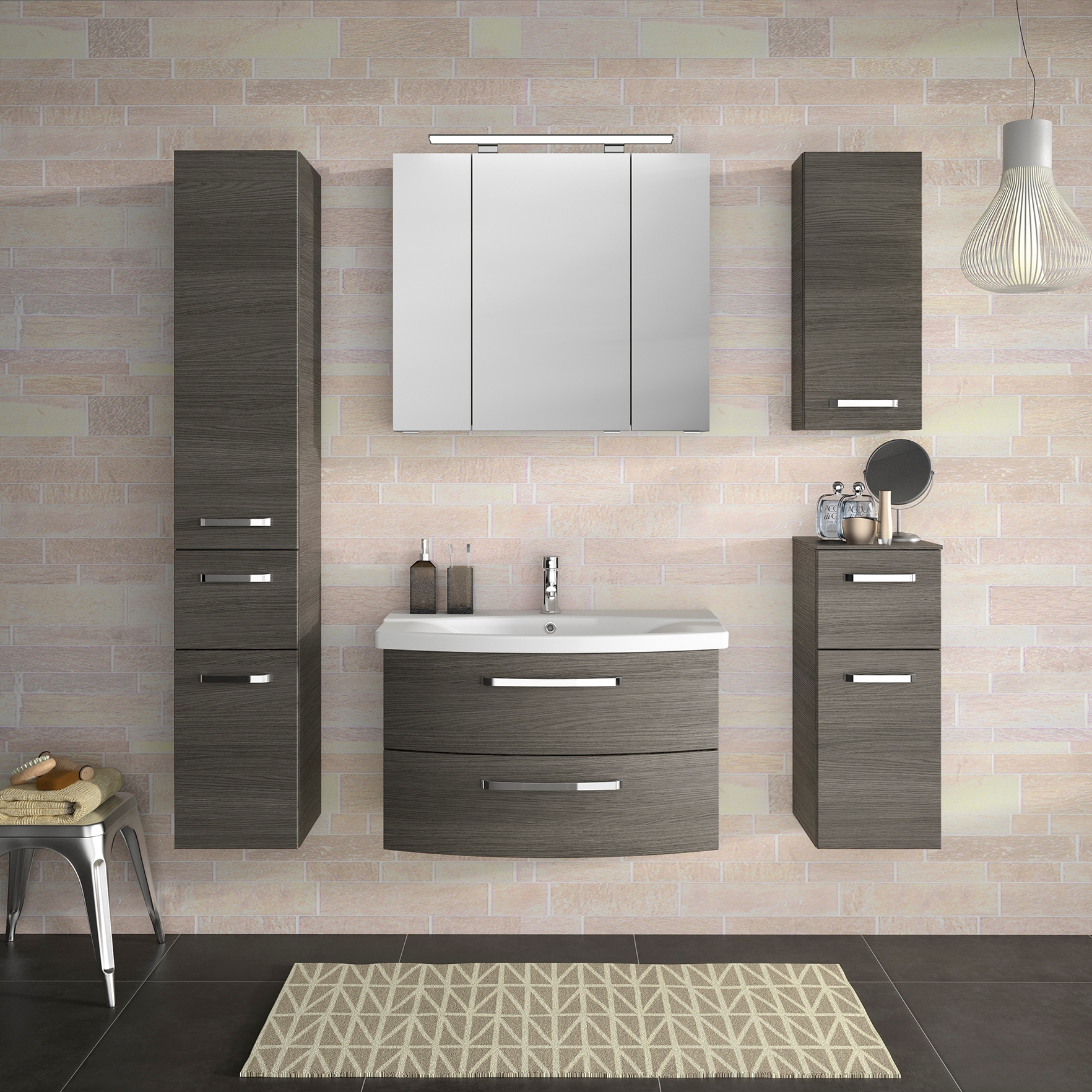 Saphir Badmöbel-Set »Serie 4010 2-teilig Keramik-Waschtisch mit LED-Spiegelschrank«, (Set), Badezimmer Set 84 cm breit, inkl. Türdämpfer, 3 Türen, 2 Schubladen