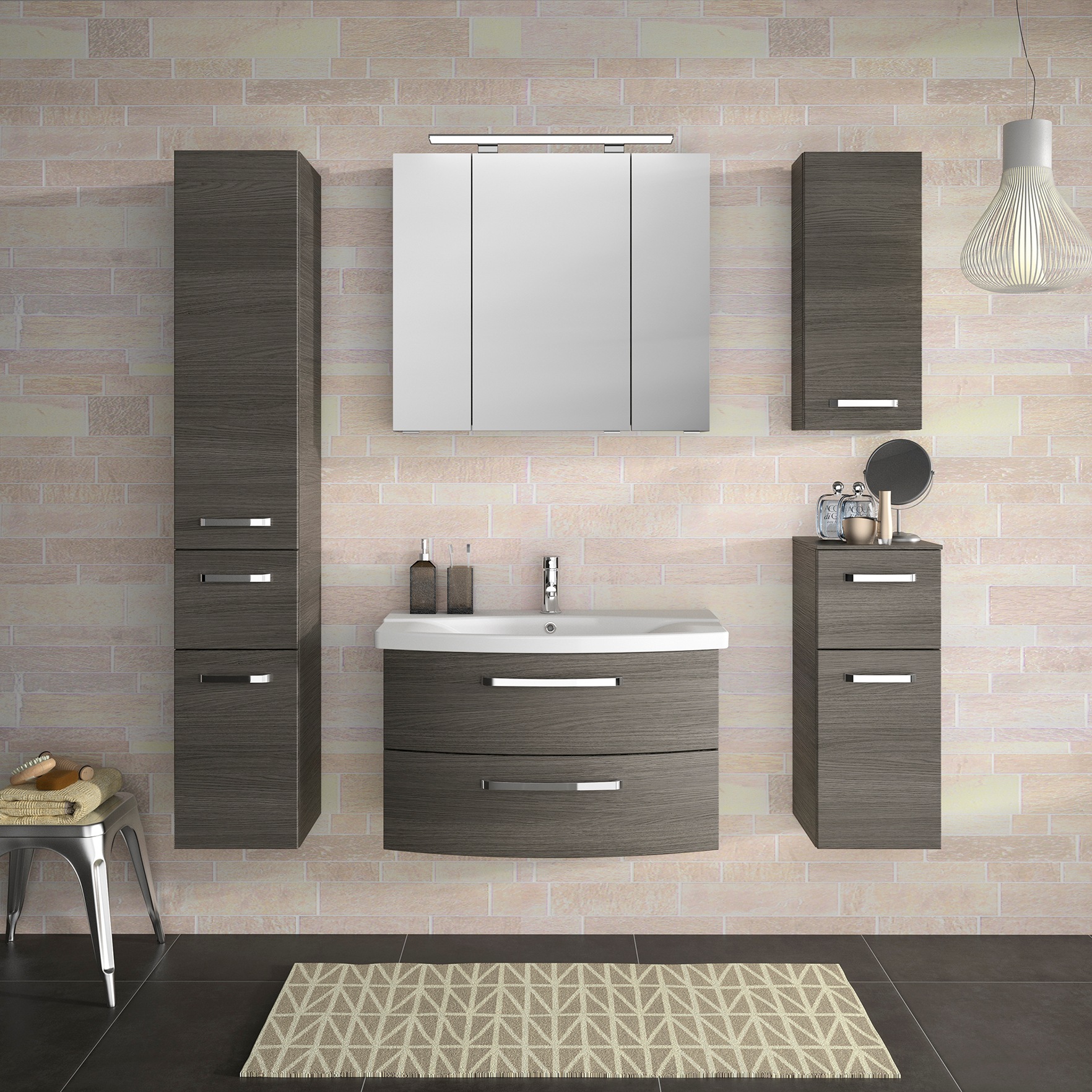 Saphir Badmöbel-Set »Serie 4010 2-teilig Keramik-Waschtisch mit LED-Spiegel günstig online kaufen