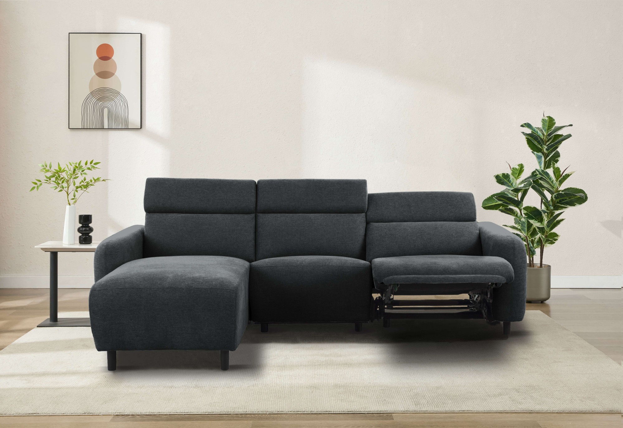 Home affaire Ecksofa »SKAANE Struktur, L-Form, 274 cm, manuelle u. elektris günstig online kaufen