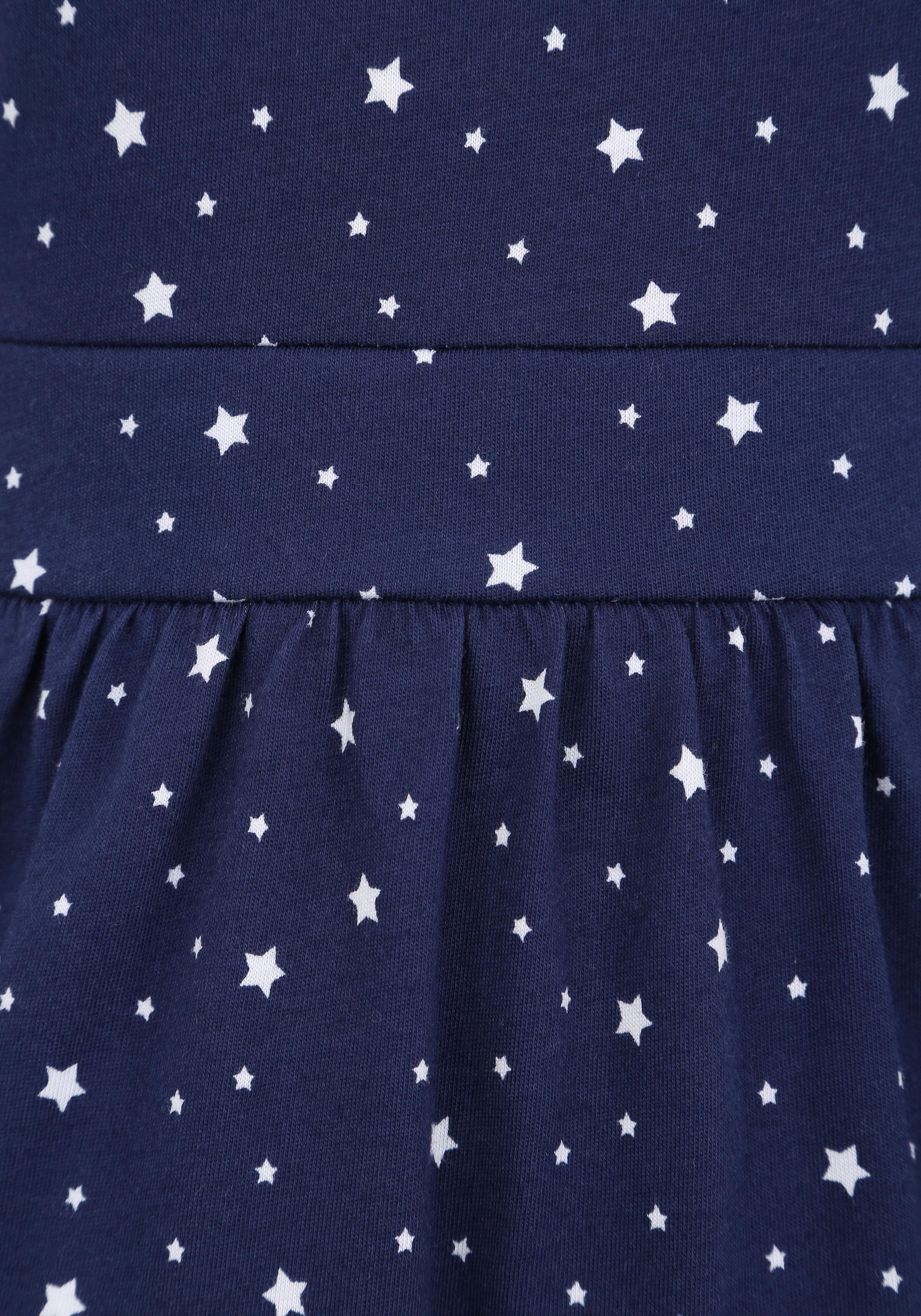 KIDSWORLD Jerseykleid »2tlg. Shirtkleid + Haarband im niedlichen Sternen-Allover«, (Set, 2 tlg.), festliche Anlässe, knielang, verspielter Stil, aus Baumwolle