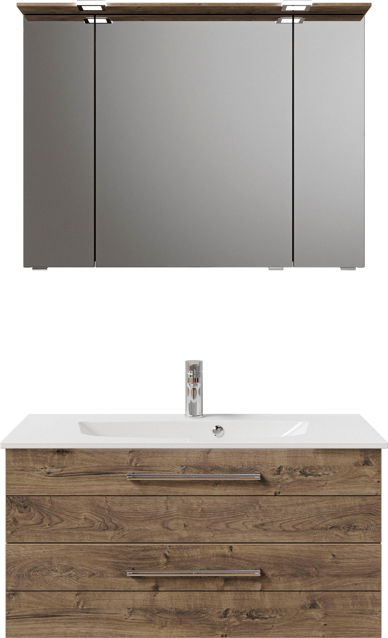 Saphir Badmöbel-Set »Serie 6025 2-teilig Mineralmarmor-Waschtisch mit LED-S günstig online kaufen