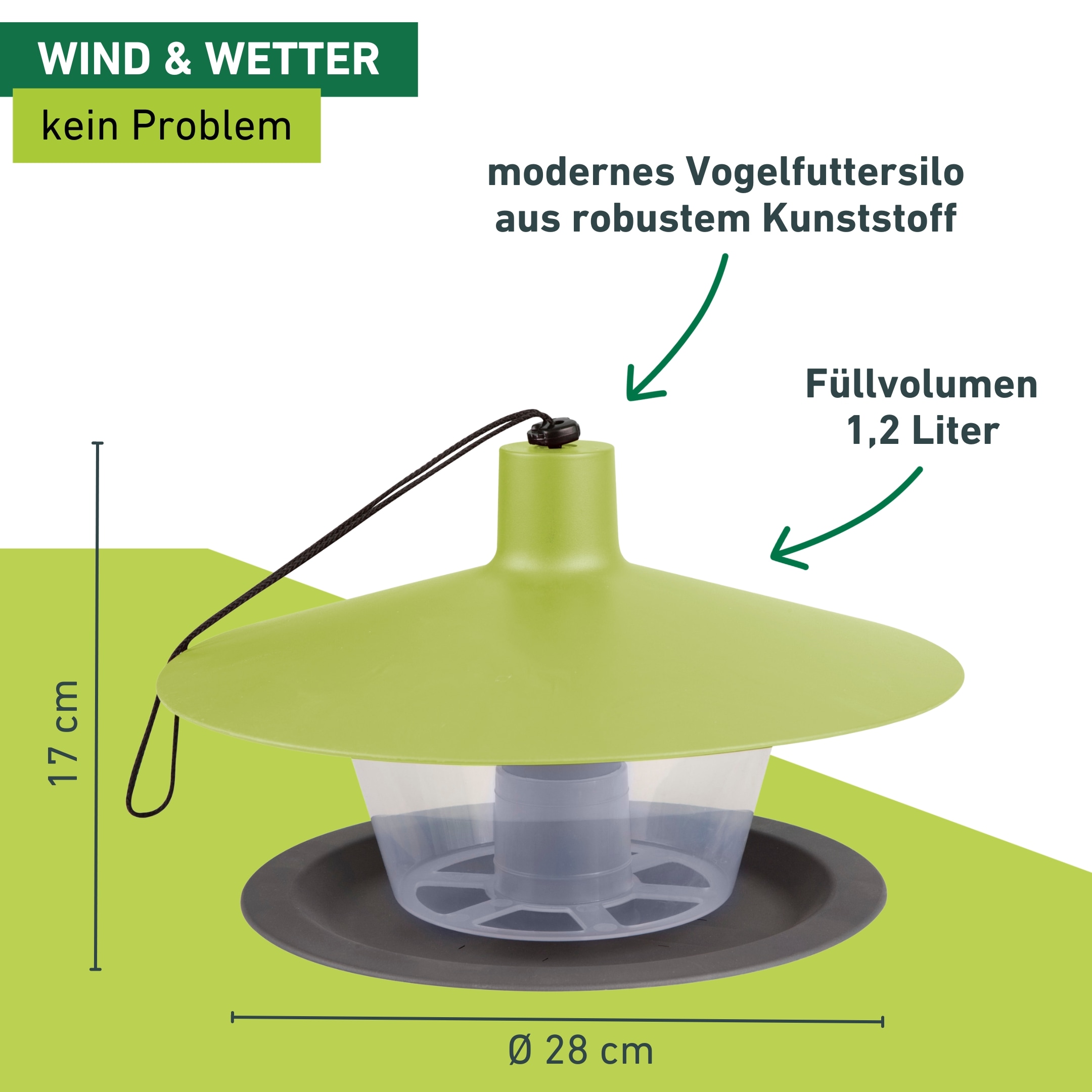Windhager Futterhaus »Urban Life, Futterspender aus robustem Kunststoff« Futterstation inkl. Aufhängung, Füllmenge ca. 1,2 L, 28 x 28 x 17cm