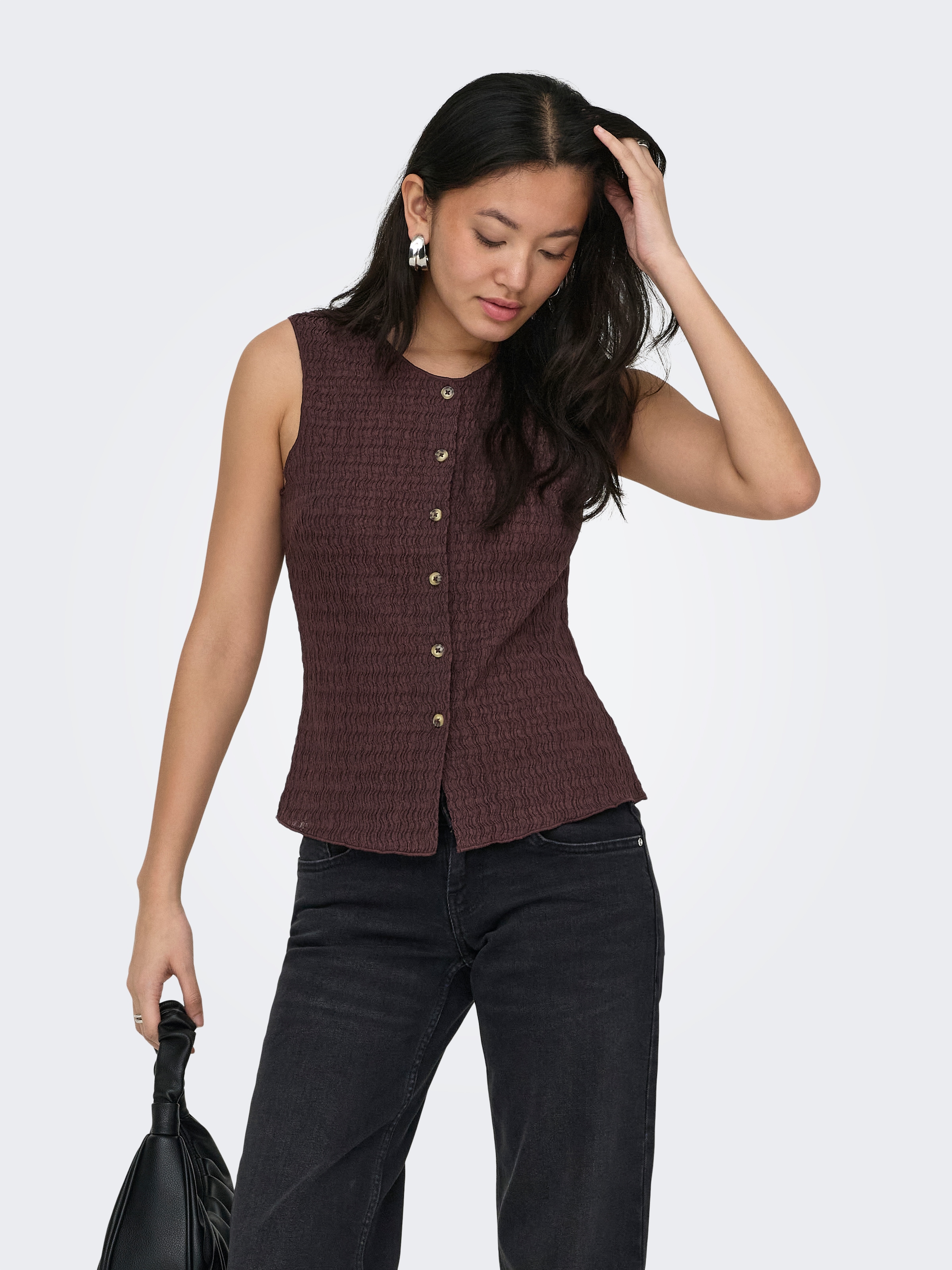 ONLY Jerseyweste »ONLILSE S/L STRUCTURE VEST JRS NOOS« Kunstfaser, Rundhalsausschnitt