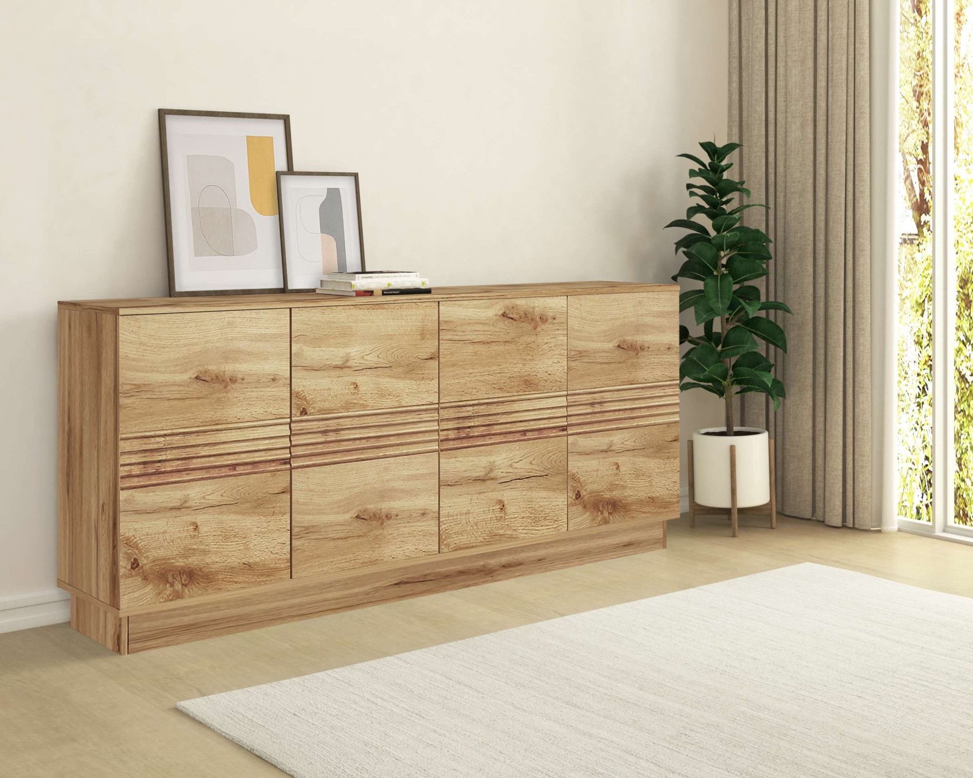 Home affaire Sideboard »Angers« Kommode, Push-to-open, 4 Türen, Breite 180 cm
