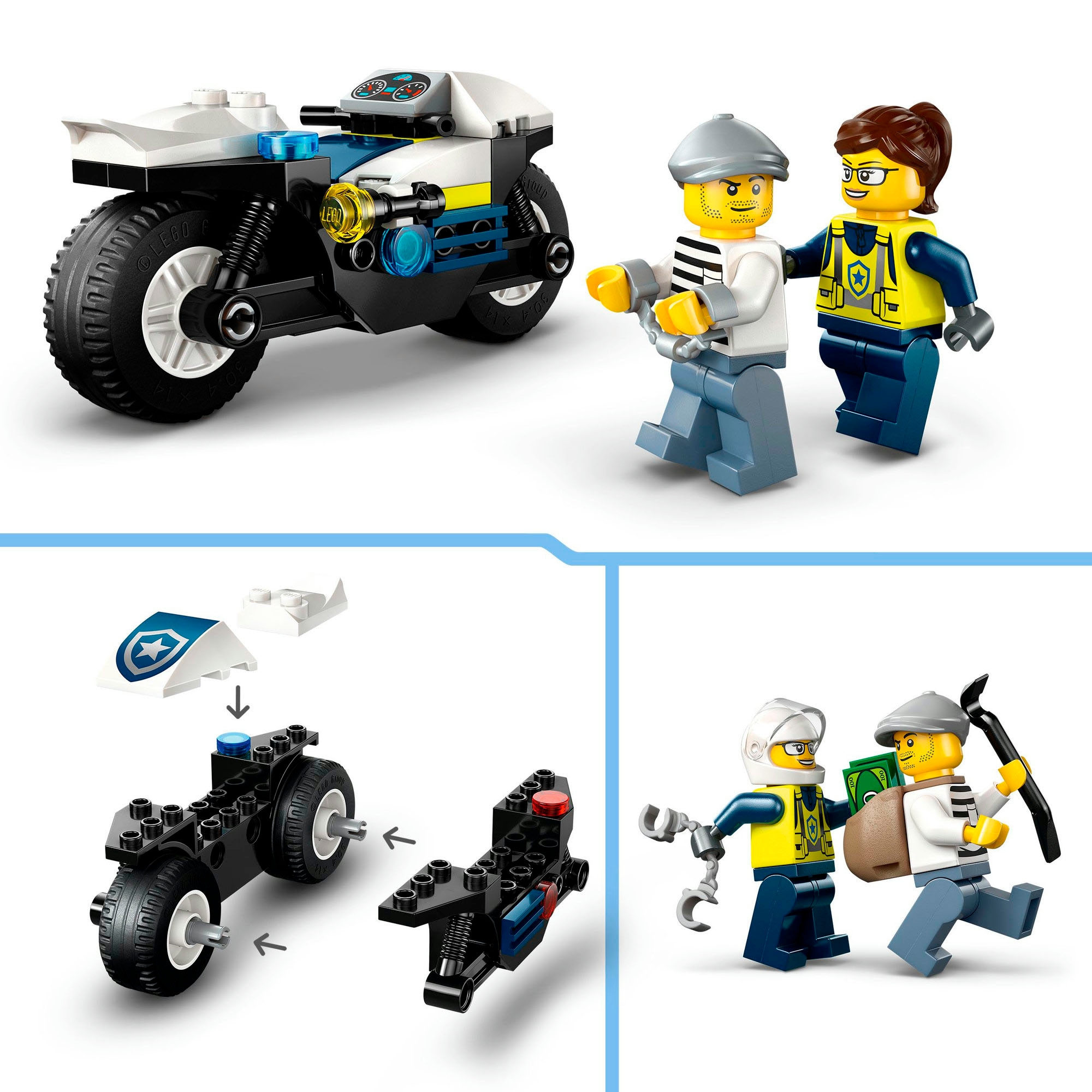LEGO® Konstruktionsspielsteine »Verfolgungsjagd mit dem Polizeimotorrad (60455), LEGO City«, (65 St.), Made in Europe