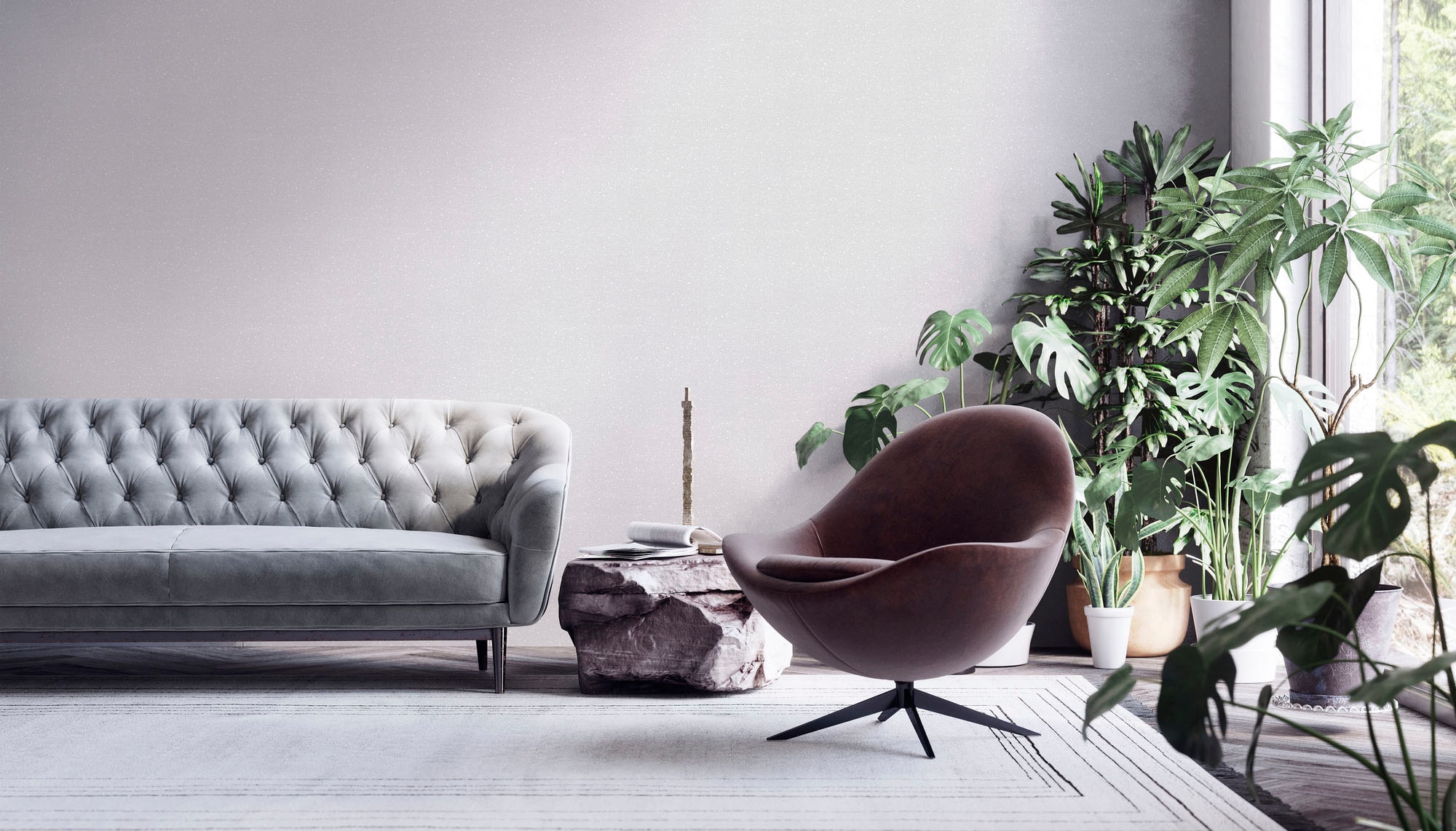 living walls Vliestapete »My Home My Spa«, glänzend-Minimalmuster-Strukturmuster, Design Tapete Dunkelgrau leicht strukturiert Vlies Tapeten Wohnzimmer
