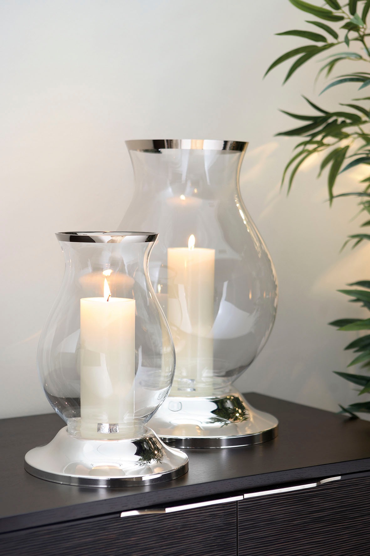 Fink Windlicht "BIG" Silberfarben - aus Metall vernickelt und Glas günstig online kaufen