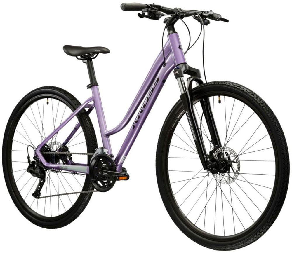 Kross Crossrad »Crossrad Damen 28" Evado 5.0 lila 18 Gänge« 18 Gang Shimano CUES U3020 Schaltwerk Kettenschaltung