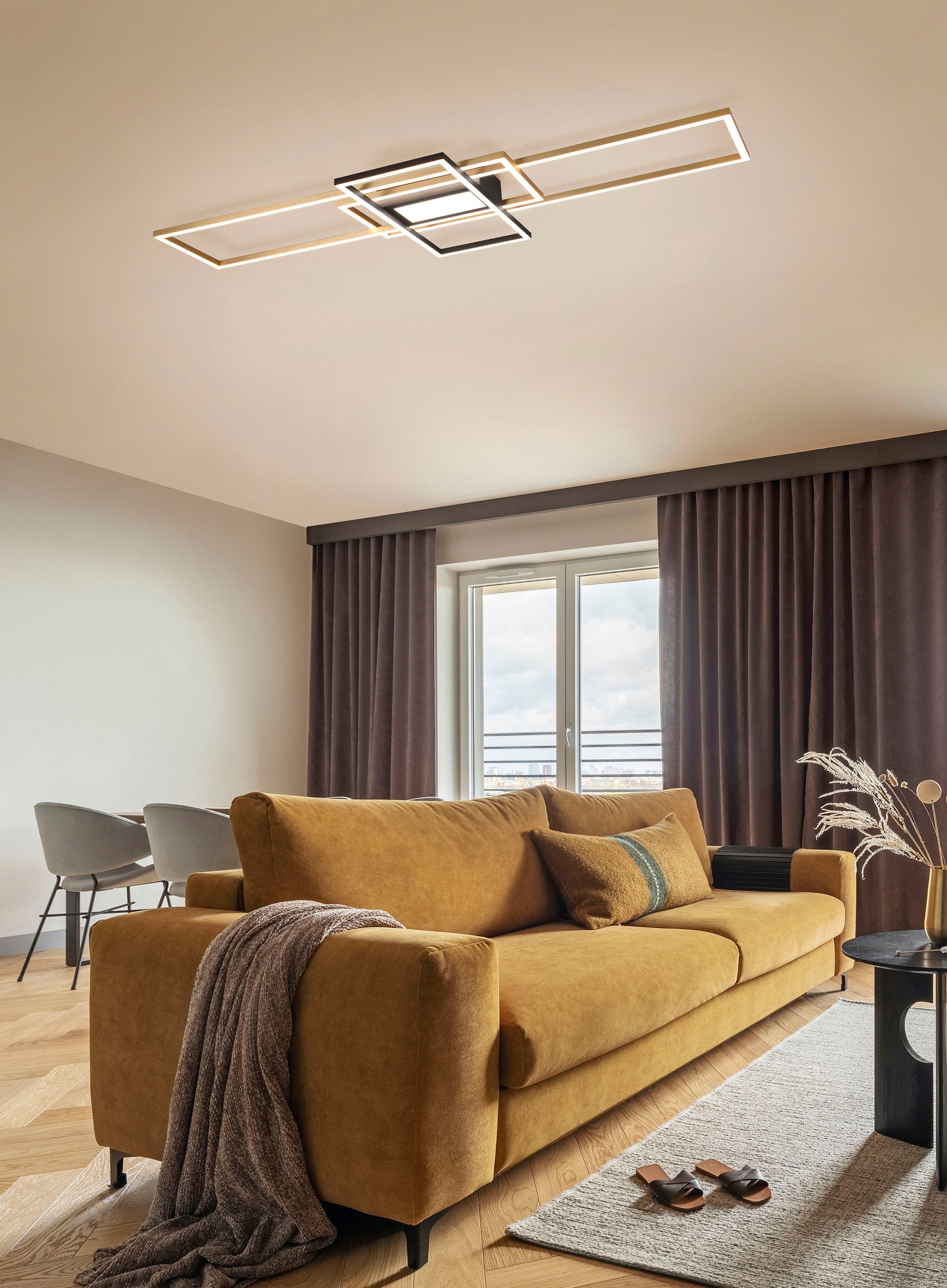 TRIO Leuchten LED Deckenleuchte »Irvine«, 1 flammig, Leuchtmittel LED-Board | LED fest integriert, Deckenlampe mit Fernbedienung, Lichtfarbe einstellbar, dimmbar, Memory