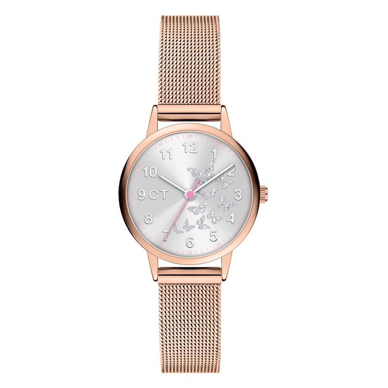 COOL TIME Quarzuhr »The Cool Butterfly« Armbanduhr, Edelstahlarmband, Kinderuhr, Mädchen, analog roségoldfarben Angesagte Kinderarmbanduhr
